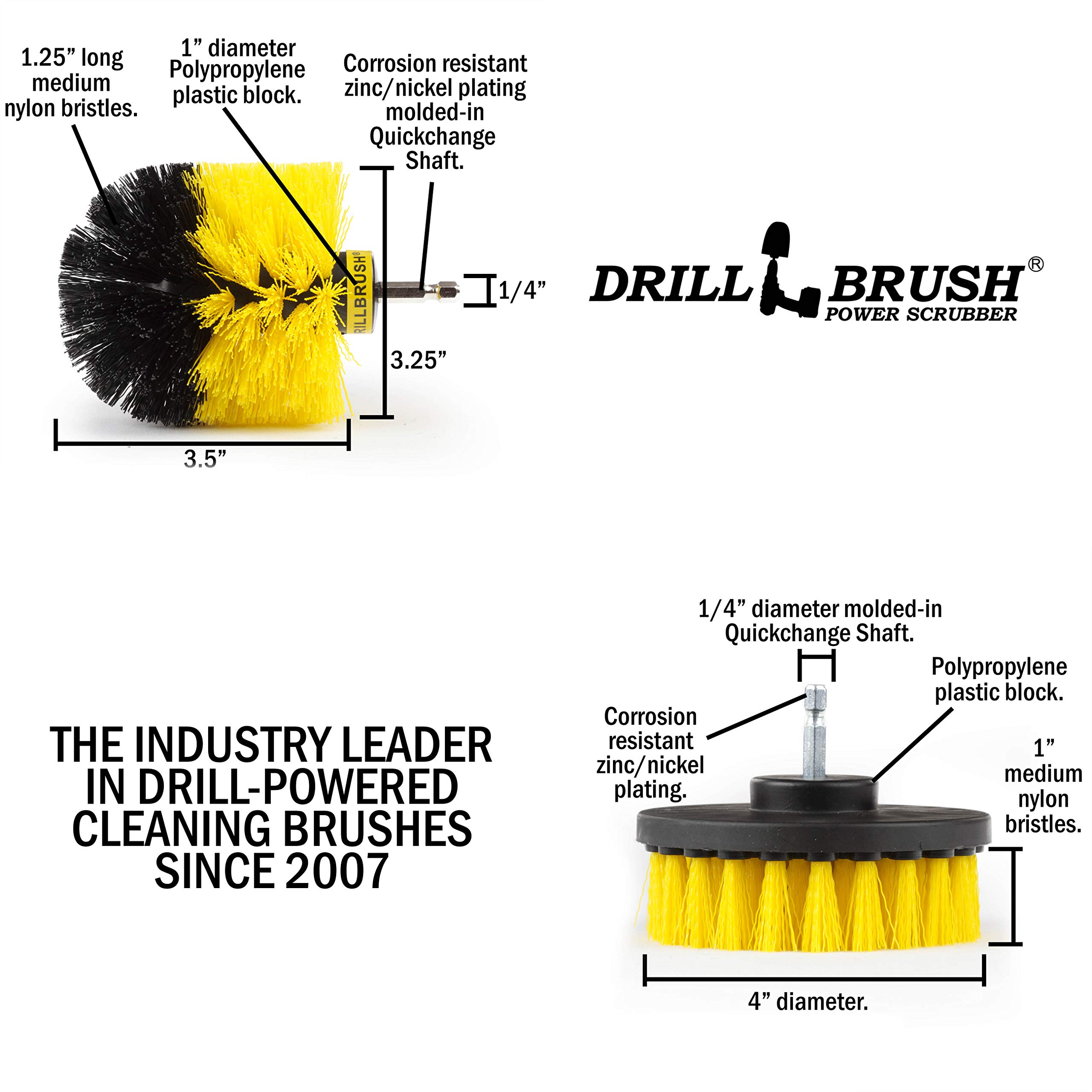 Shower Cleaning Brush - Heavy Duty Bathroom Scrub Brush for Tiles, Tubs & Showers | Drill-Powered Scrubber for Deep Cleaning | Essential Home Bathroom Cleaning Tools (Perfect for Grout, Hard Water Stains & Soap Scum Removal)