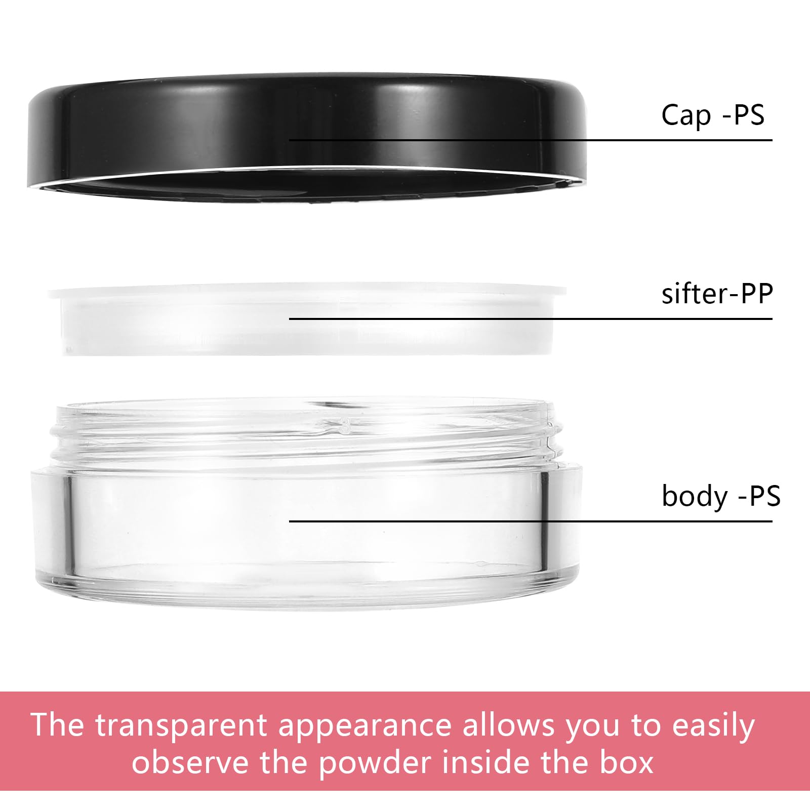 4Pcs 10ml/0.34oz Empty Travel Powder Containers with Rotatable Sifter & Screw Lid - Refillable Loose Powder Dispenser for Makeup, Cosmetics & DIY - Perfect for On-the-Go Touch Ups, Travel & Home Use