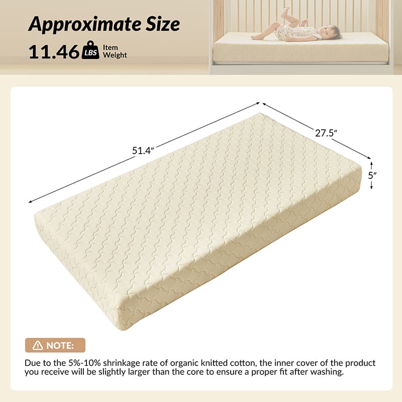 2-Stage Crib & Toddler Bed Mattress Topper - Waterproof, Hypoallergenic, Breathable - Perfect for Nursery, Daycare & Travel Use