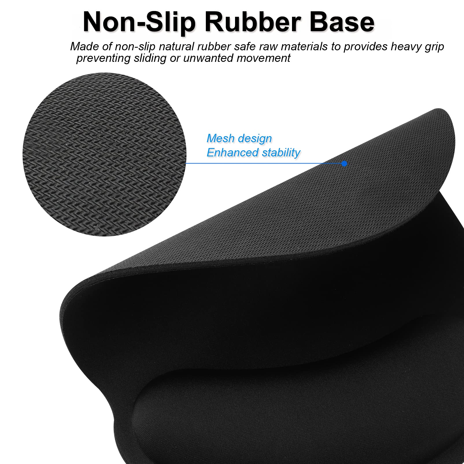 Hosimoln Memory Foam Wrist Rest Mouse Pad with Ergonomic Support - Anti-Slip Rubber Base for Office Work & Gaming (25x23cm, Black) | Perfect for Long Computer Sessions & Wrist Pain Relief