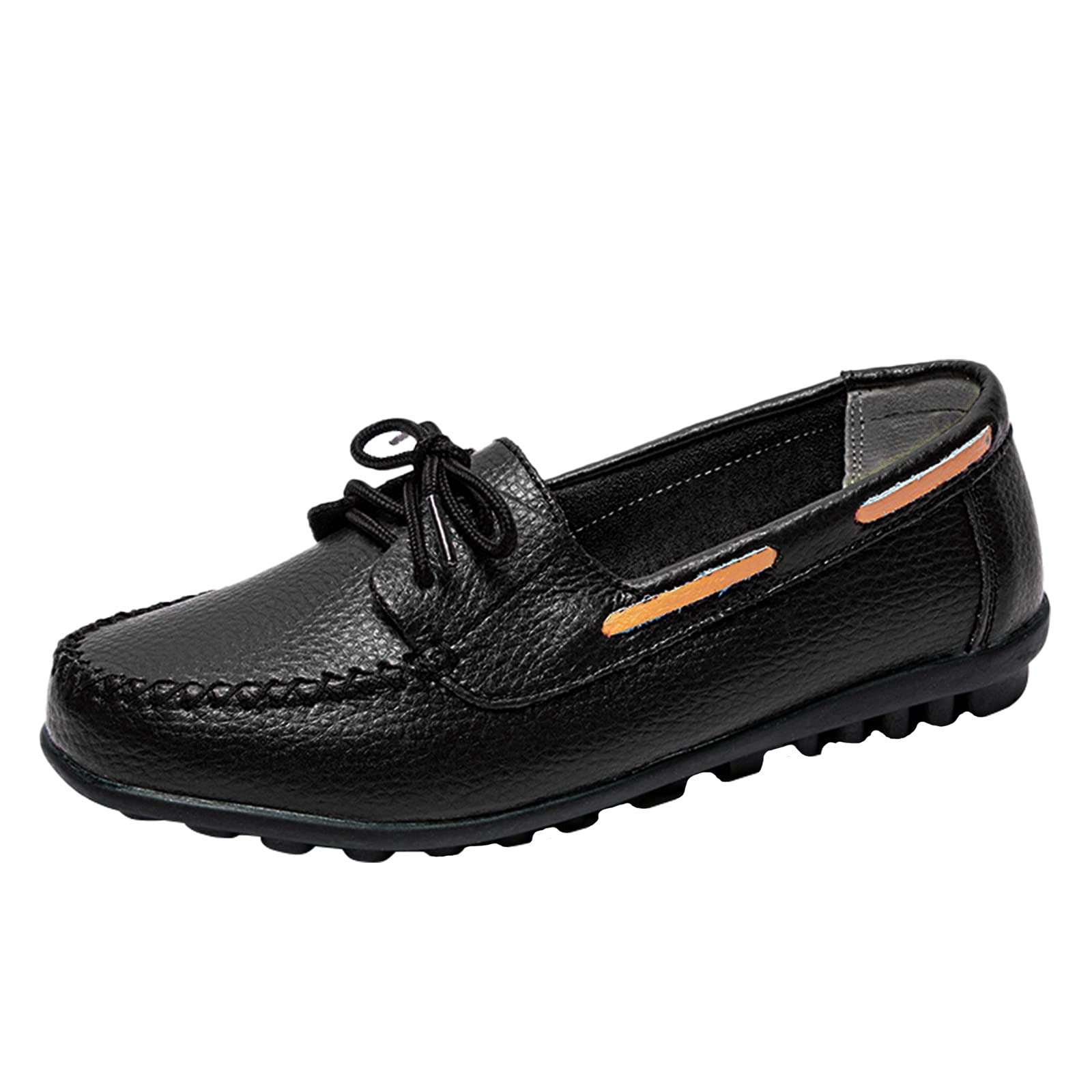 Women's Casual Flat Lace-Up Leather Shoes - Comfortable Solid Color Sneakers for Men & Women | Perfect for Walking, Work & Everyday Wear