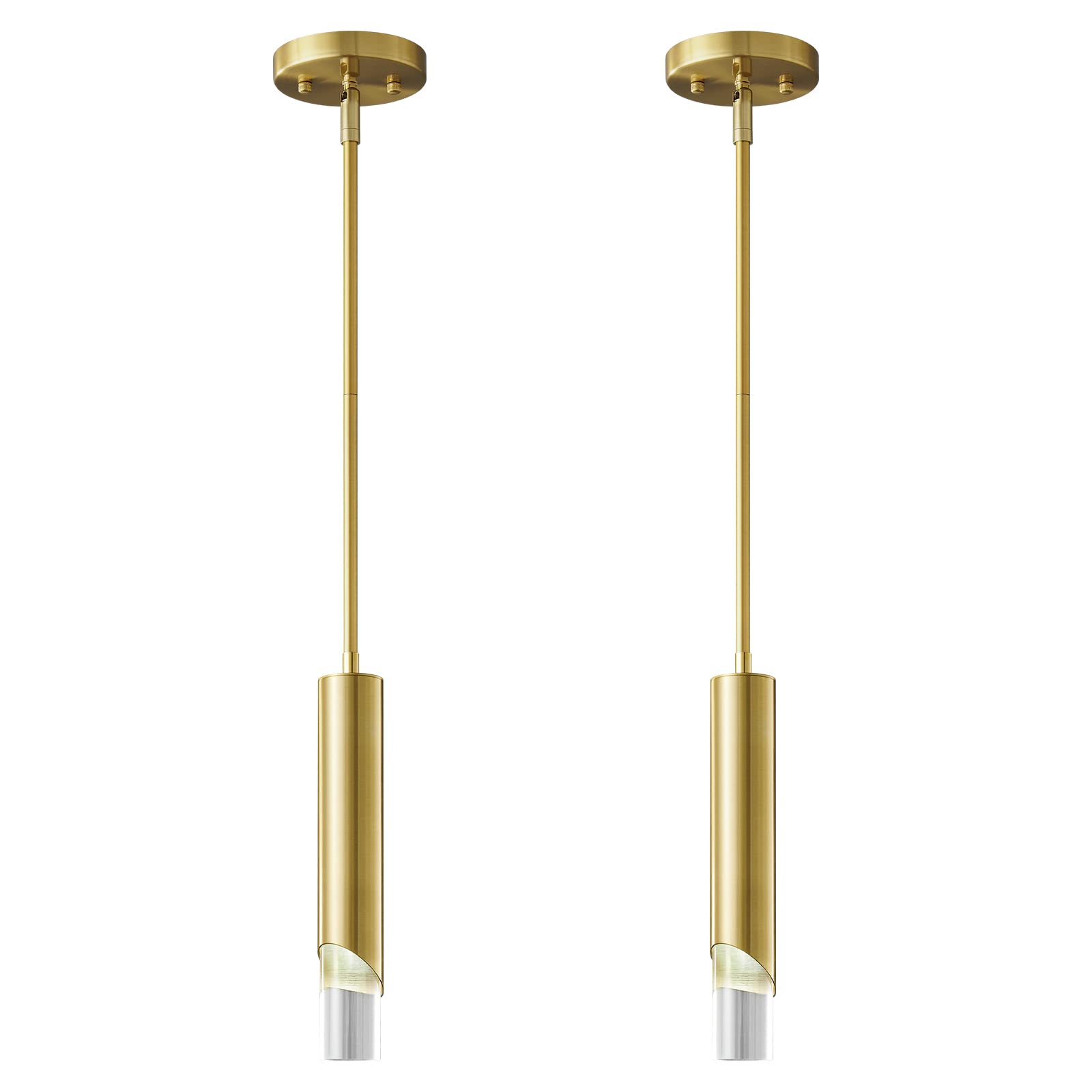 Modern Gold Mini Pendant Lights - 2 Pack for Kitchen Island, Bedroom & Bar Decor