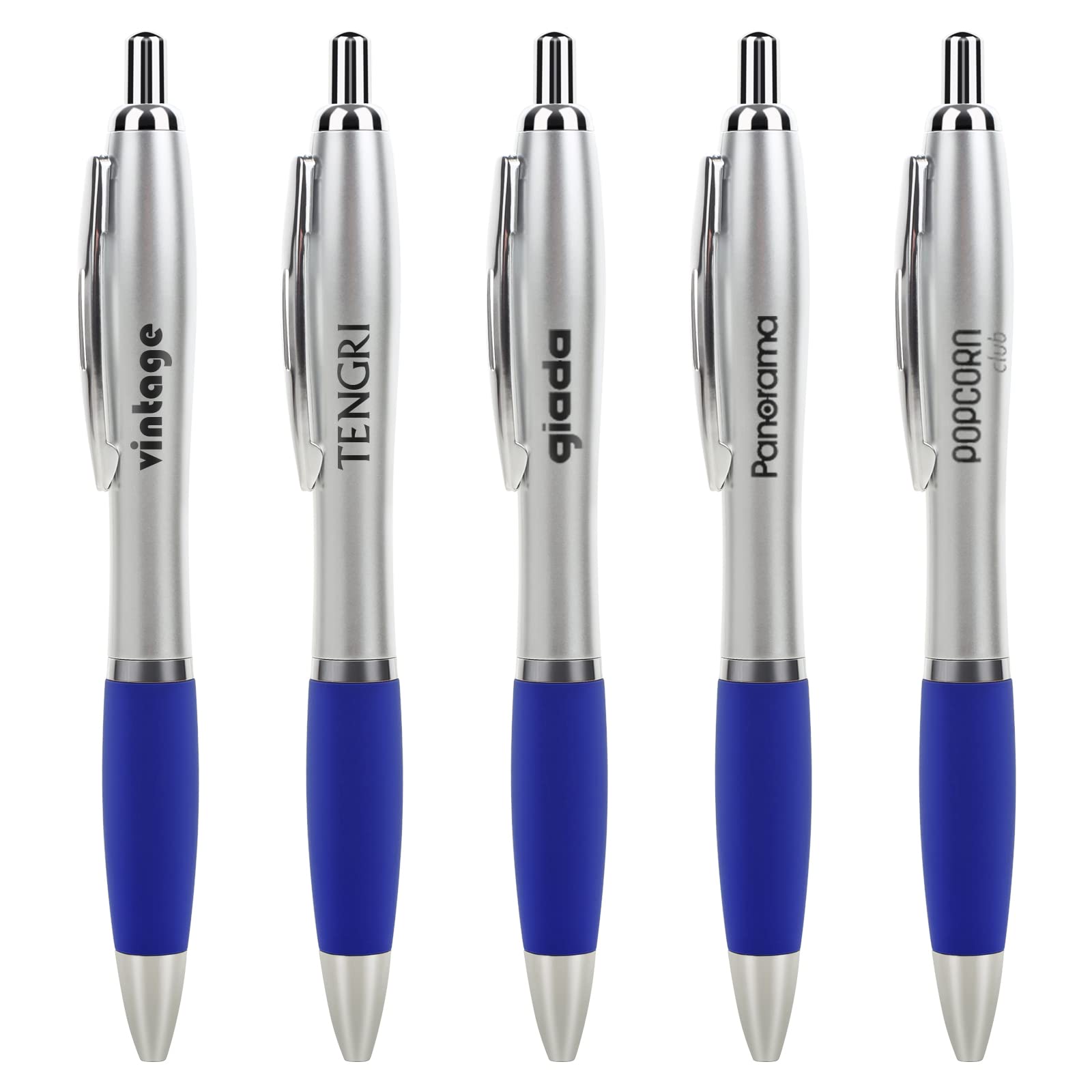 Custom Printed Ballpoint Pens Bulk - Personalized Click Action Pens with Your Logo, Name or Message - Ideal for Corporate Gifts, Promotional Events & Office Supplies (Black & Blue Options)