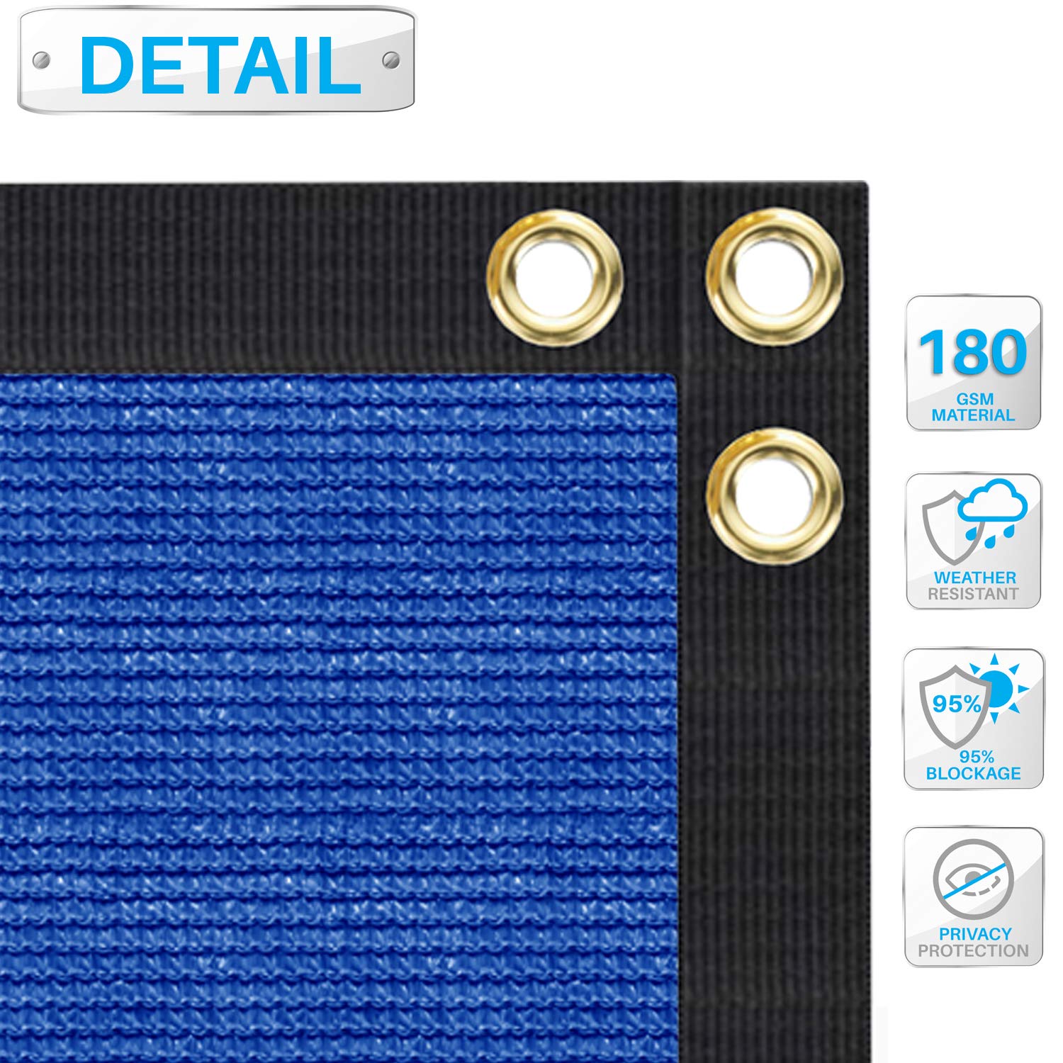 15'x84' Blue Privacy Screen Fence - UV Block Mesh Shade Net for Garden & Backyard