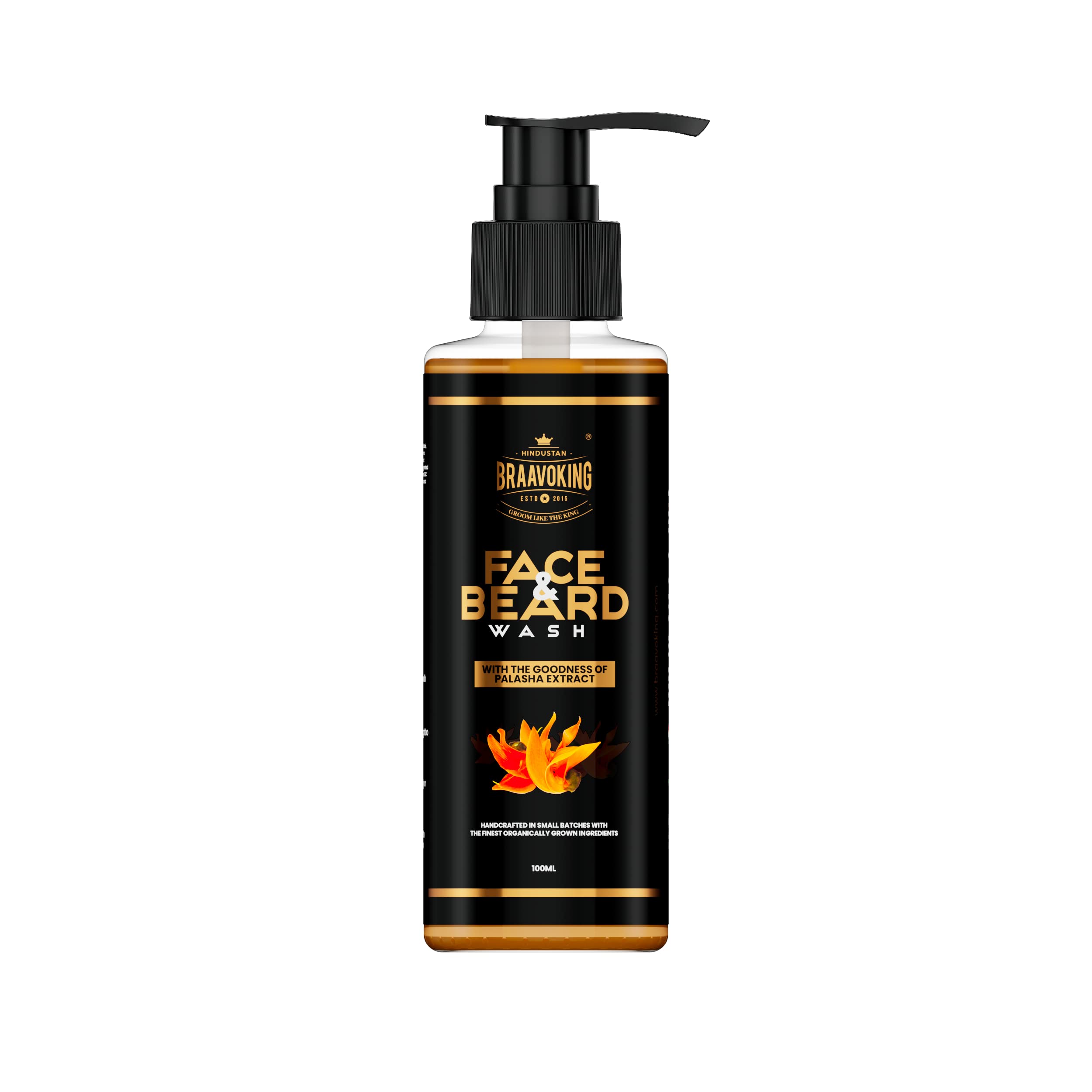 BRAAVOKINGMEN 2 in 1 Beard & Face Wash for Men - Aloe Vera & Licorice Extract, Sulfate & Paraben Free, Hydrating Cleanser for All Skin Types, 100ml - Perfect for Daily Grooming & Post-Shave Care