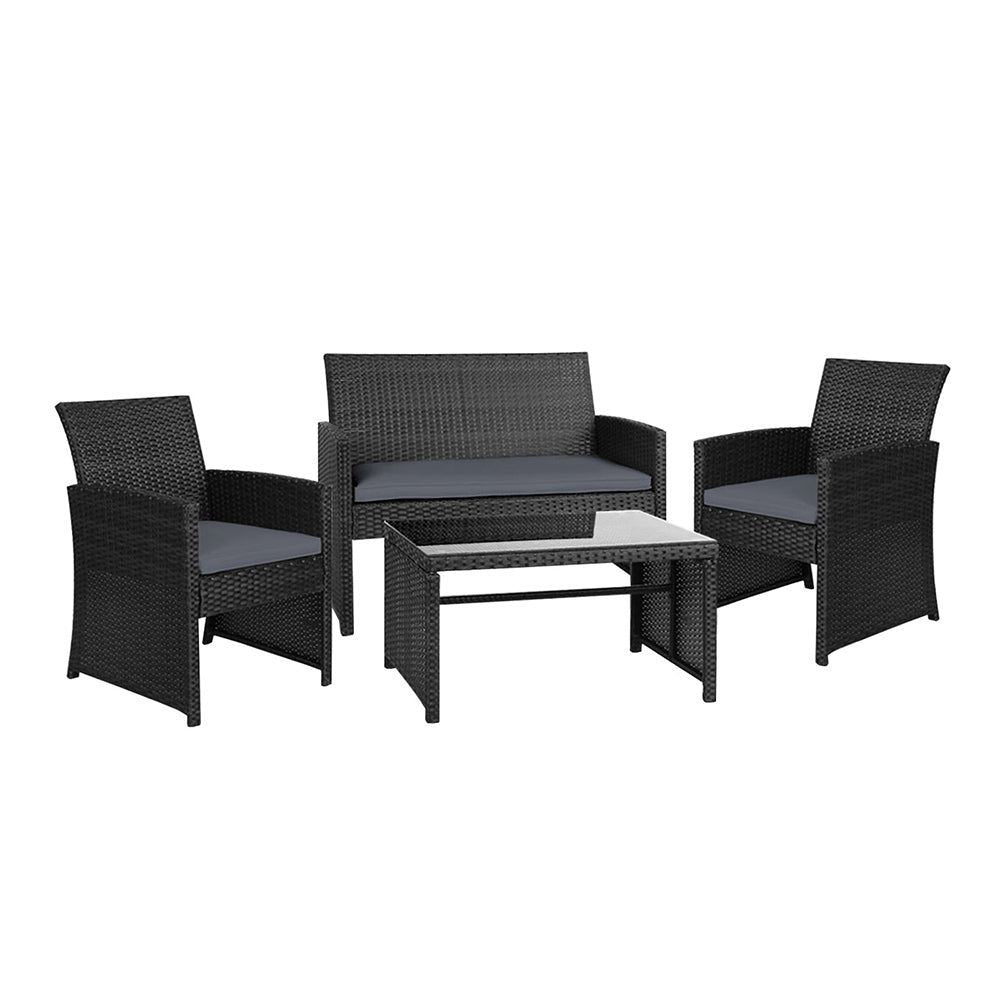 Premium Gardeon Rattan Outdoor Furniture Set - All-Weather Wicker Patio Lounge & Dining Set with Storage Cover (Black) - Perfect for Backyard, Garden, Poolside & Outdoor Entertaining