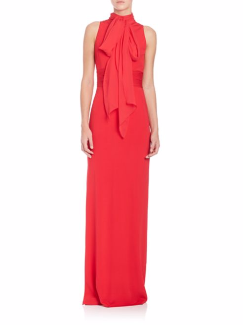 Aidan Mattox Chiffon High Neck Sleeveless Gown in Garnet Red - Elegant Evening Dress for Prom, Wedding & Formal Events