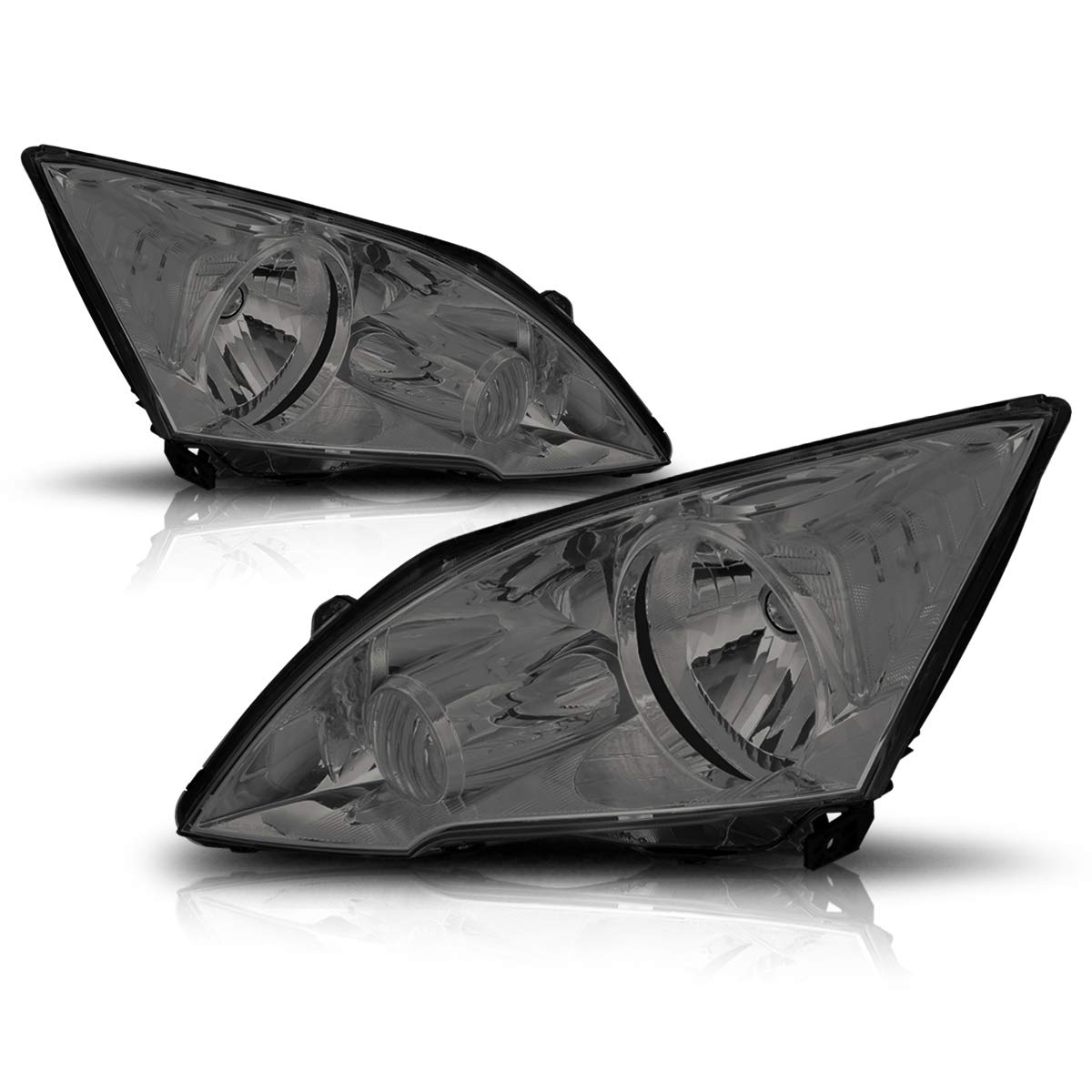 PM PERFORMOTOR Headlight Assembly Compatible with 2007-2011 Honda CRV - Pair of Replacement Headlamps with Smoked Lens & Clear Corner - Perfect for Night Driving & Off-Road Adventures