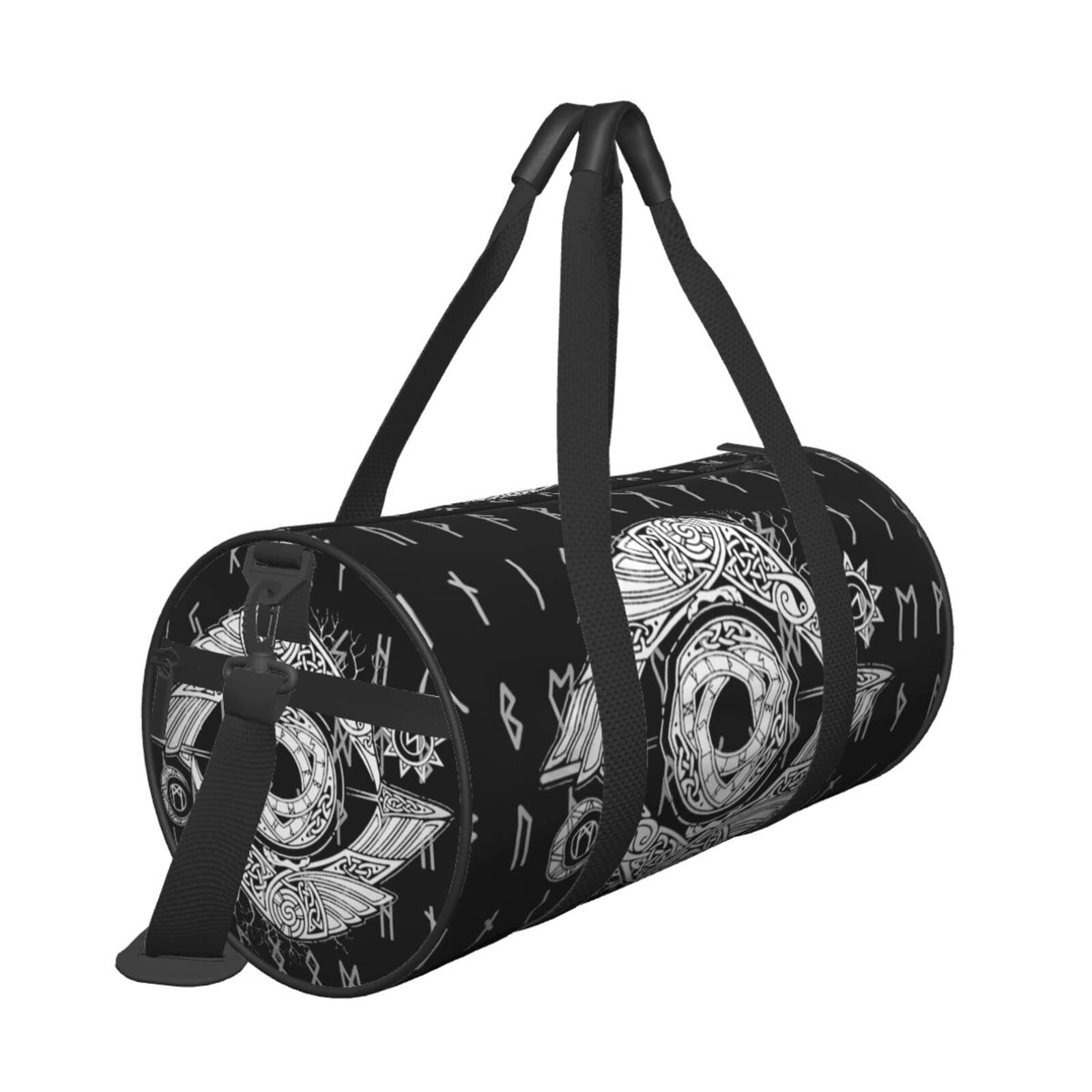 Vikings Print Sports Gym Bag - Lightweight Foldable Zipper Cylinder Travel Bag for Men & Women | Perfect for Gym, Workout, Travel & Sports Gear Storage