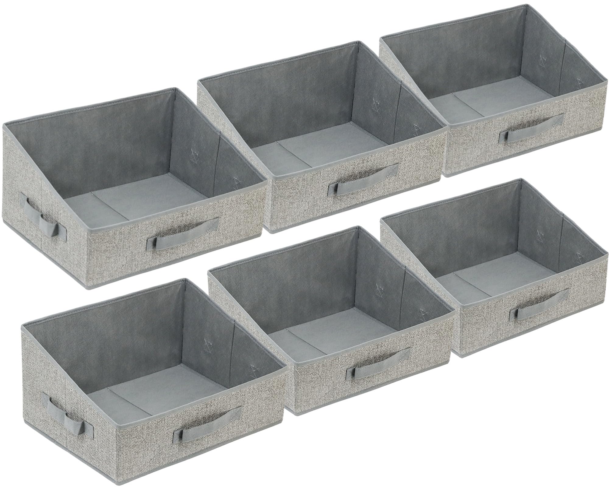 6 Pack Trapezoid Closet Storage Bins & Shelf Organizer Baskets - Foldable Fabric Storage Containers for Clothes, Toys, Towels, Books & Baby Items | Perfect for Bedroom, Nursery & Closet Organization (6PC-Gray)