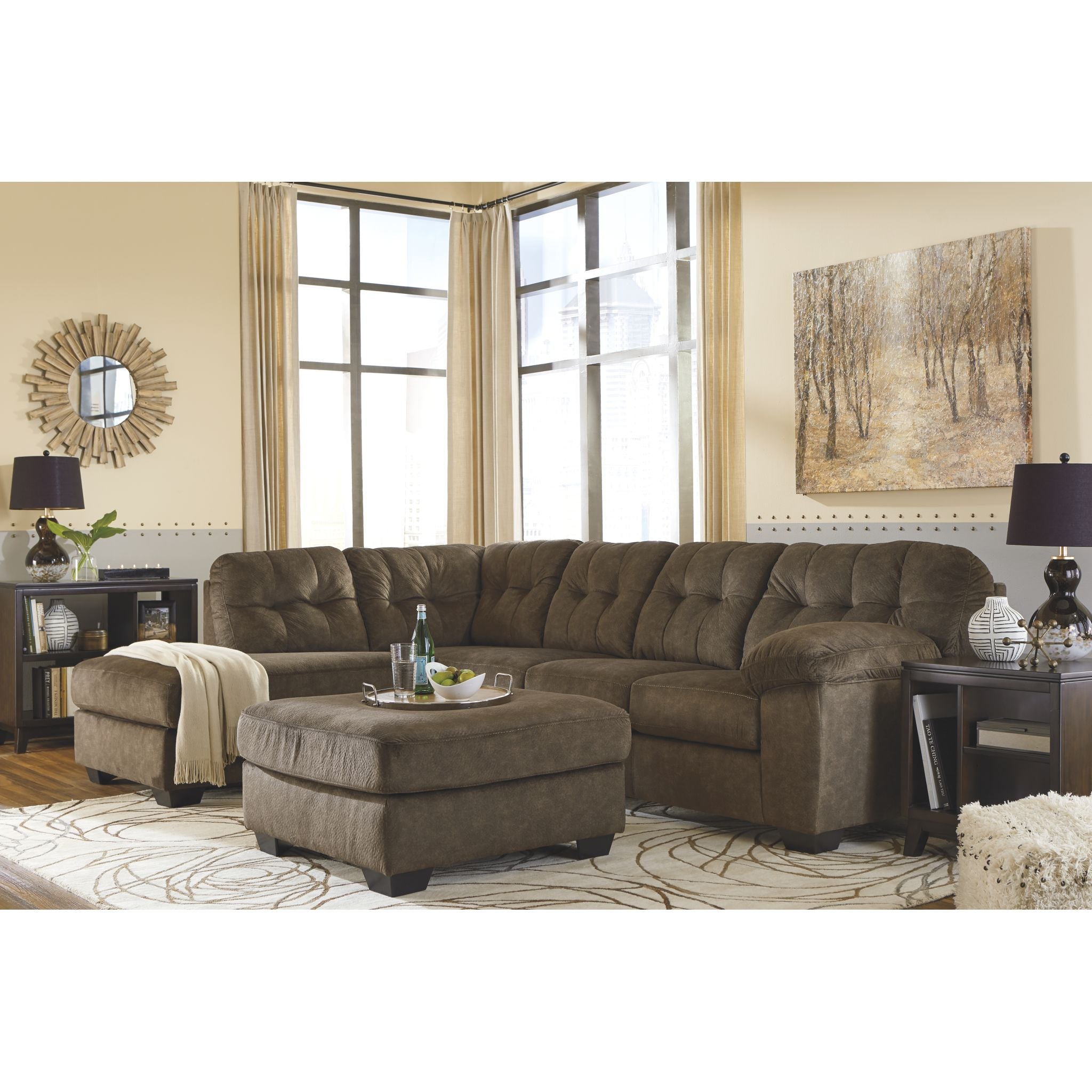 Accrington 2-Piece Sleeper Sectional Sofa with Chaise Lounge - Convertible Sleeper Sofa Bed for Small Spaces, Living Room & Guest Room Furniture - Perfect for Apartments, Dorms and Home Theater Seating