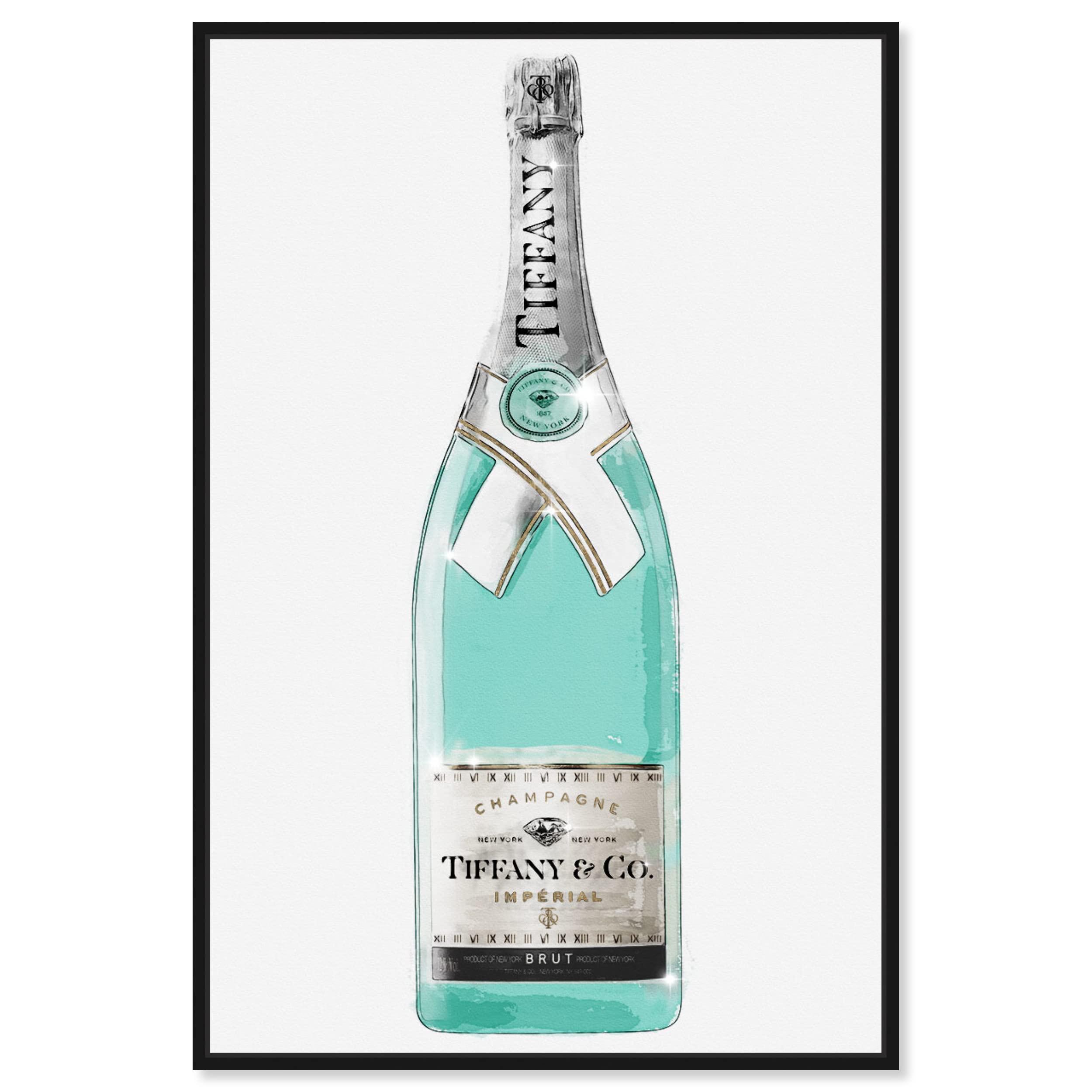 Oliver Gal Artist Co. 'Priceless Champagne' Framed Wall Art Canvas Print - 10x15 Inches, Elegant Home Decor for Living Room, Bar & Dining Room - Perfect Gift for Wine & Champagne Lovers