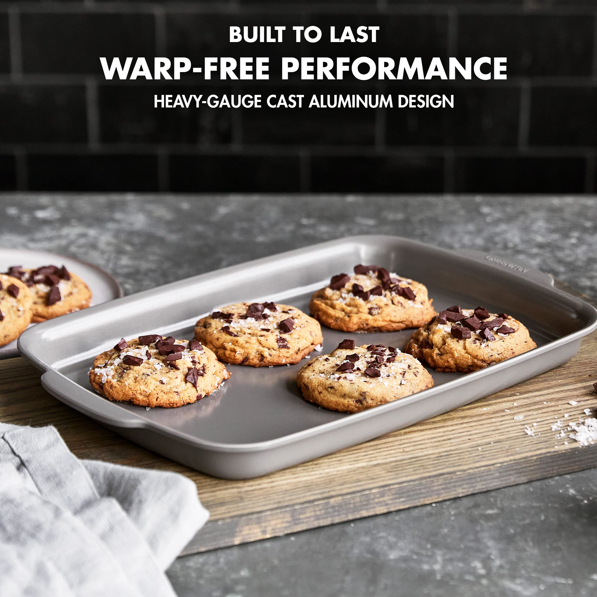 GreenPan Premiere Healthy Ceramic Nonstick 4-Piece Bakeware Set - PFOA & PFAS-Free, Warp-Resistant Baking Pans (Rectangular, Square, Quarter & Half Sheet) - Oven Safe to 600°F & Dishwasher Safe - Perfect for Baking Cookies, Cakes, Roasts & Meal Prep - Gray