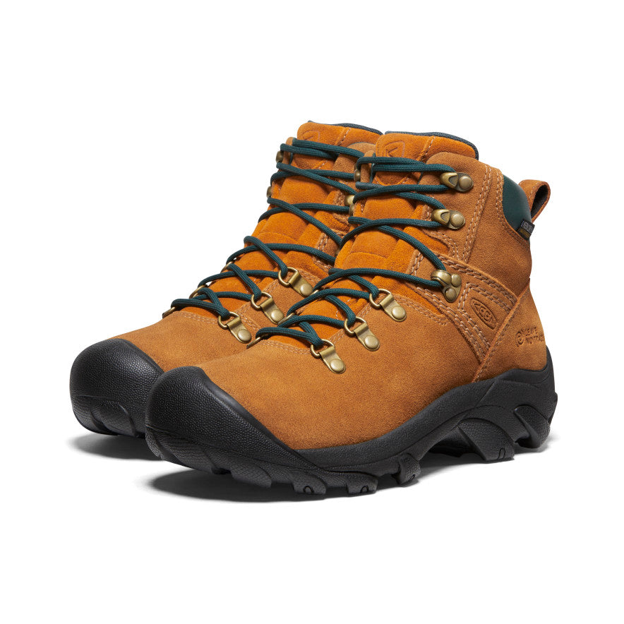 KEEN Women's Pyrenees Waterproof Hiking Boots - Lightweight & Durable for Outdoor Adventures | Maple/Marmalade Color | Perfect for Trail Hiking, Camping & Winter Walks
