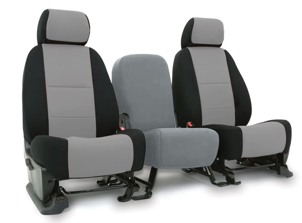 Custom Fit Neoprene Seat Covers for 2009-2016 Dodge Ram 1500/2500/3500 Pickup Truck - Gray & Black Front Seat Covers (Driver & Passenger) - Waterproof, Durable Protection for Work & Daily Commute