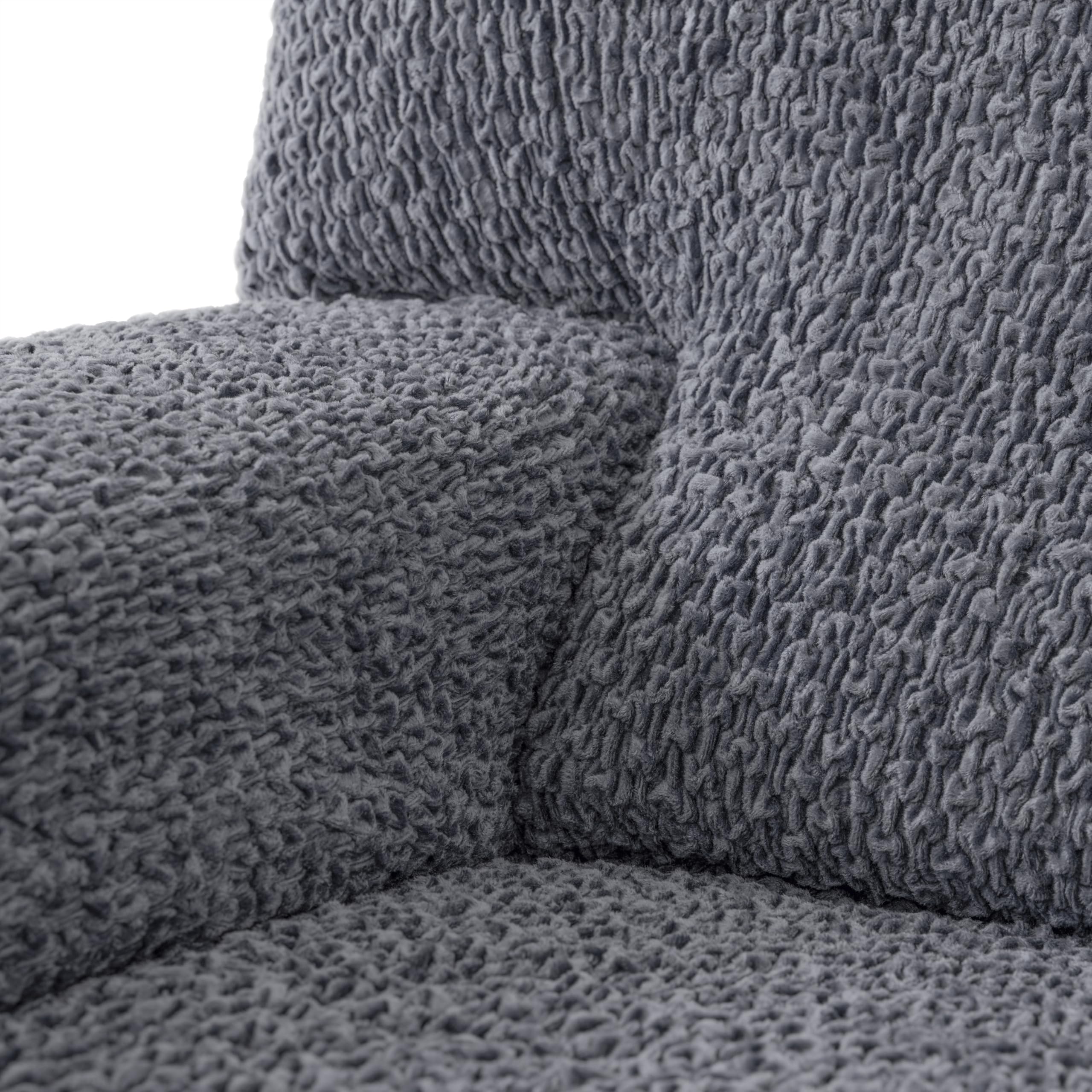 PAULATO BY GA.I.CO. Recliner Sofa Cover - Stretchable Velvet Slipcover for Reclining Couches - Soft Polyester Fabric Furniture Protector - 1-Piece Form Fit Sofa Protector - Grey - Perfect for Living Room, Home Theater & Family Room Protection