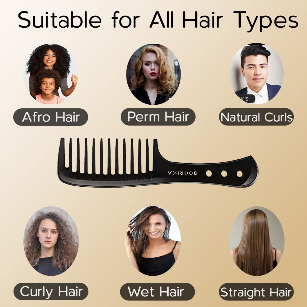 Wide Tooth Comb for Long Wet Curly Hair – Smooth Sturdy Anti Static Detangling Comb – Perfect for Defining Curls & Reducing Breakage – Great for Shower, Salon & Travel Use
