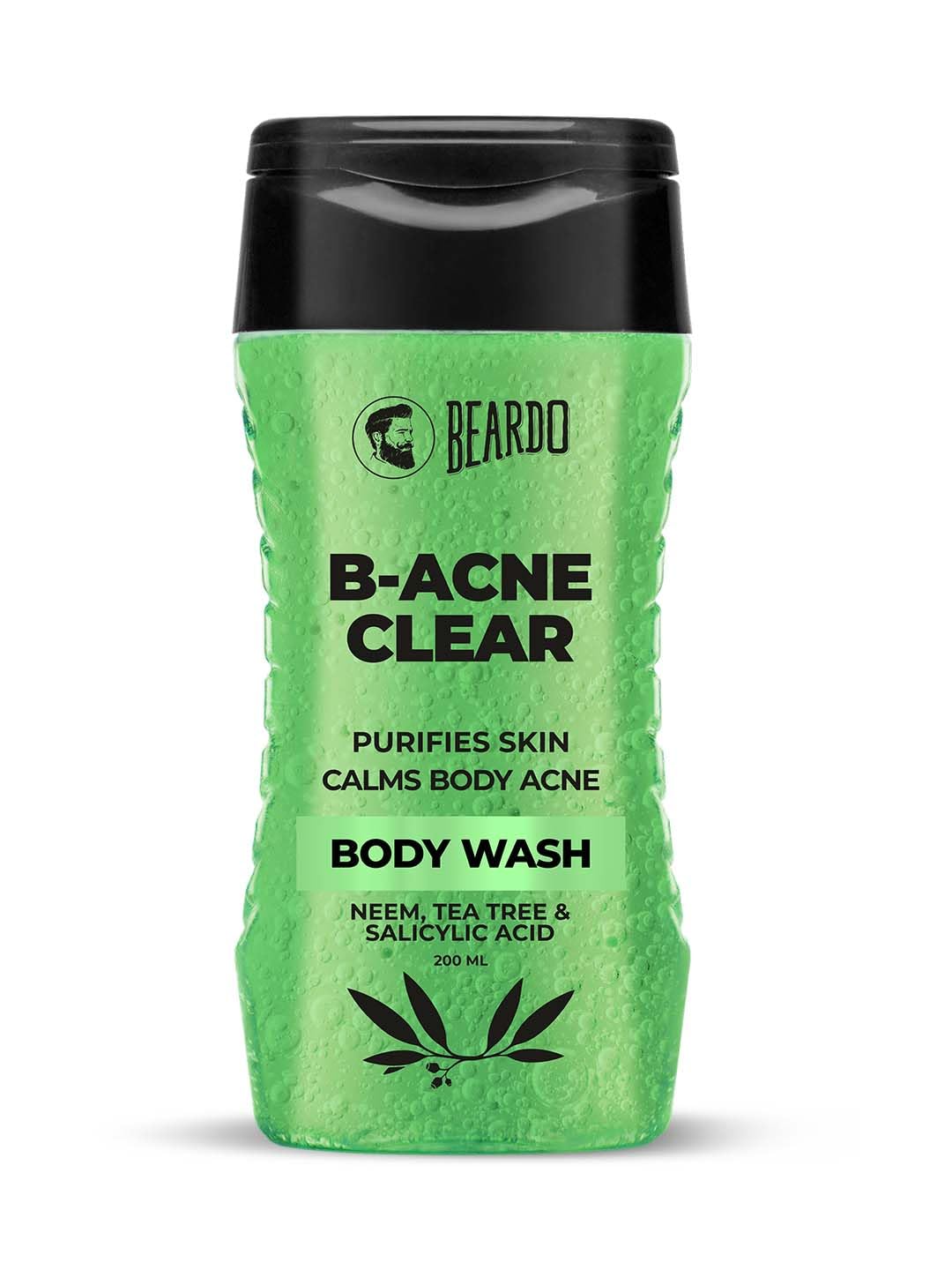 Beardo Body Acne Clear Body Wash for Men 200ml - Neem, Tea Tree & Salicylic Acid Formula for Clean Skin | Treats Body Acne & Purifies Skin | B-acne Solution | Perfect for Gym, Travel & Daily Shower Routine
