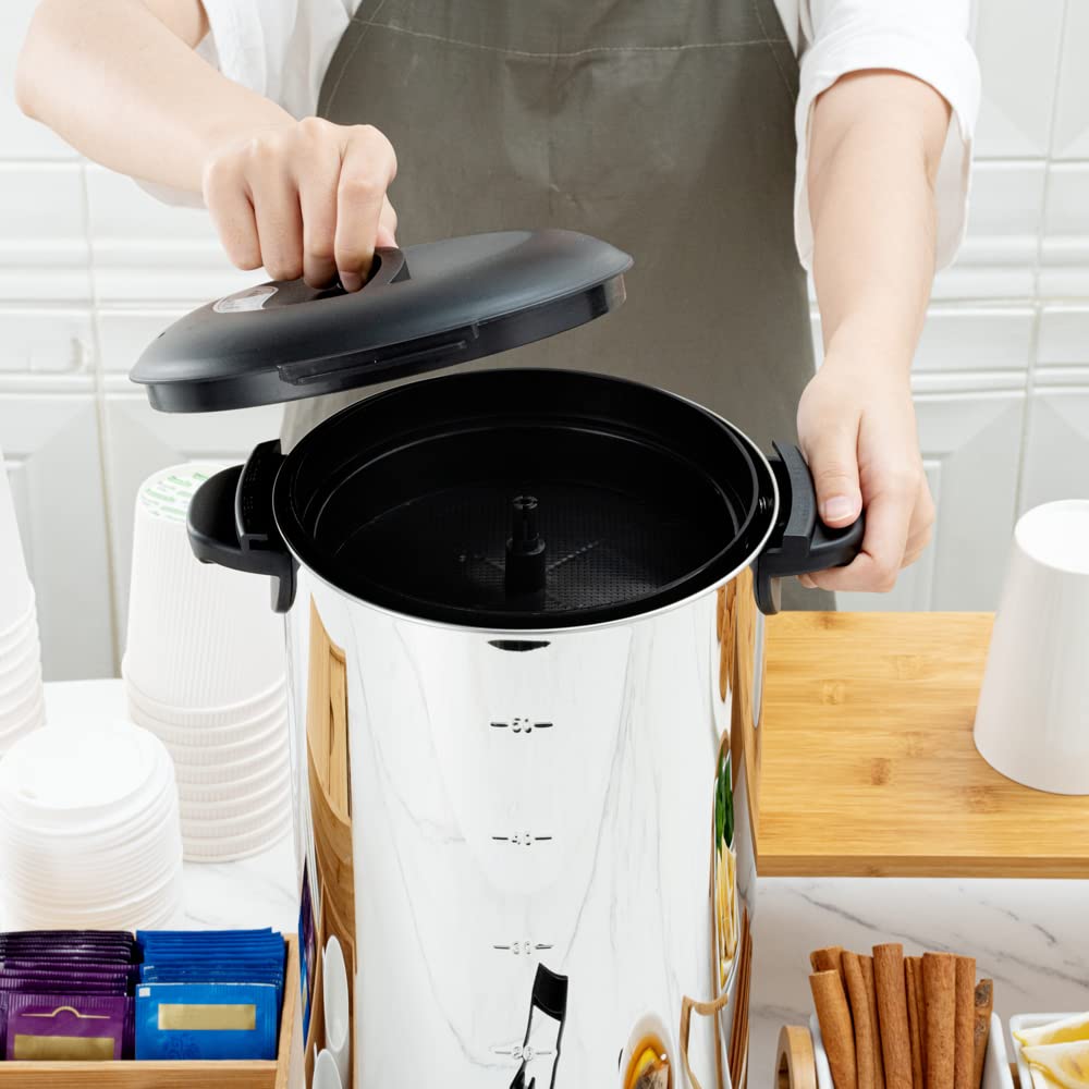 Restaurantware Restpresso 230oz (6.8L) Commercial Coffee Dispenser - Large Stainless Steel Coffee Urn with No-Drip Spigot & Sight Gauge - 120V/1000W (Serves 46 Cups) - Perfect for Restaurants, Cafes, Catering & Office Break Rooms