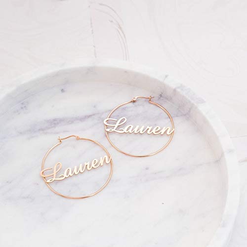 Personalized Name Hoop Earrings with Simulated Birthstones - Custom Dangle Earrings for Women & Girls - Perfect Gift for Birthdays, Anniversaries & Special Occasions
