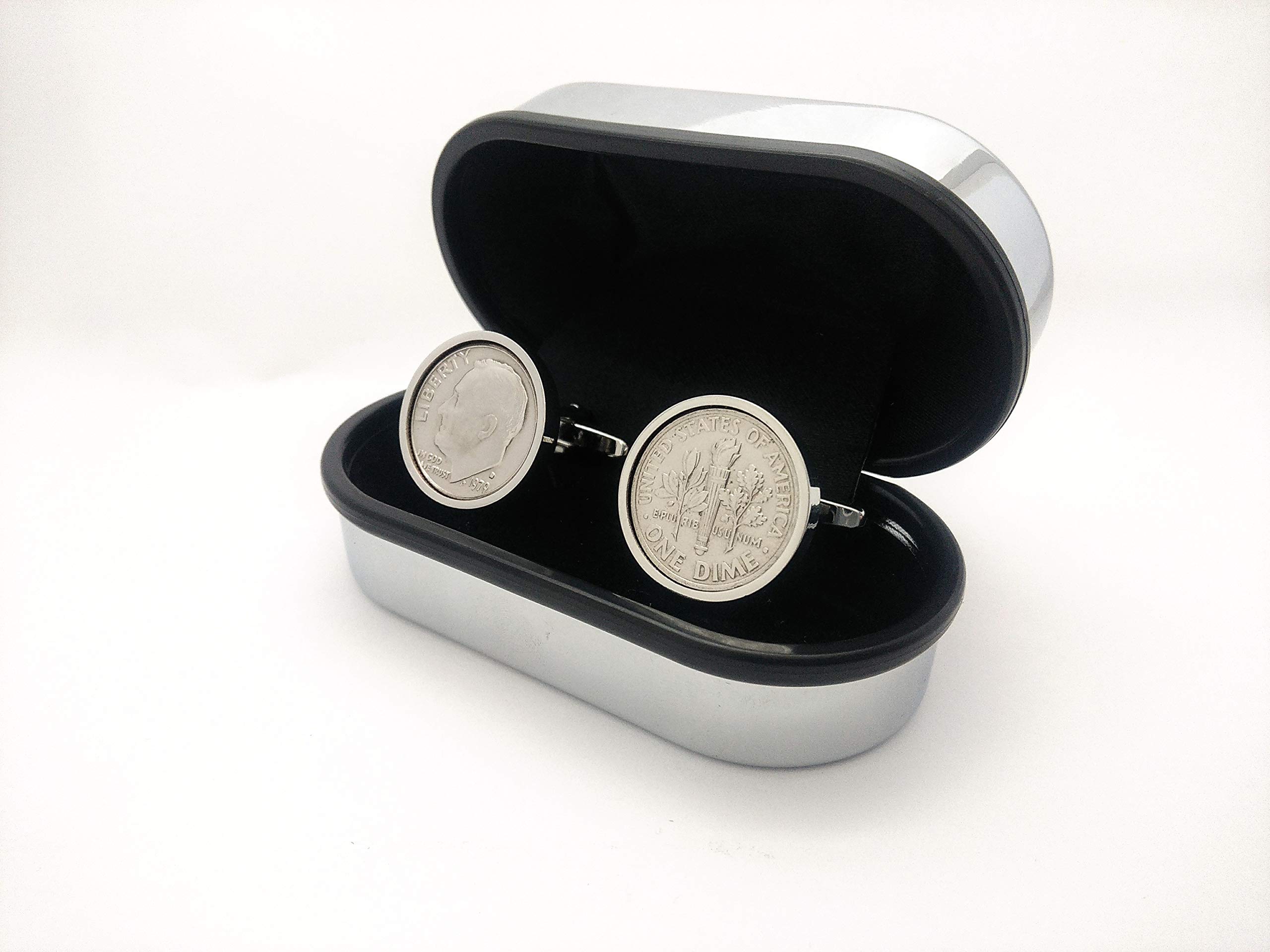 1979 Genuine Coin Cufflinks - Rhodium Plated Birthday Gift for Men - Perfect for Weddings, Anniversaries & Formal Events