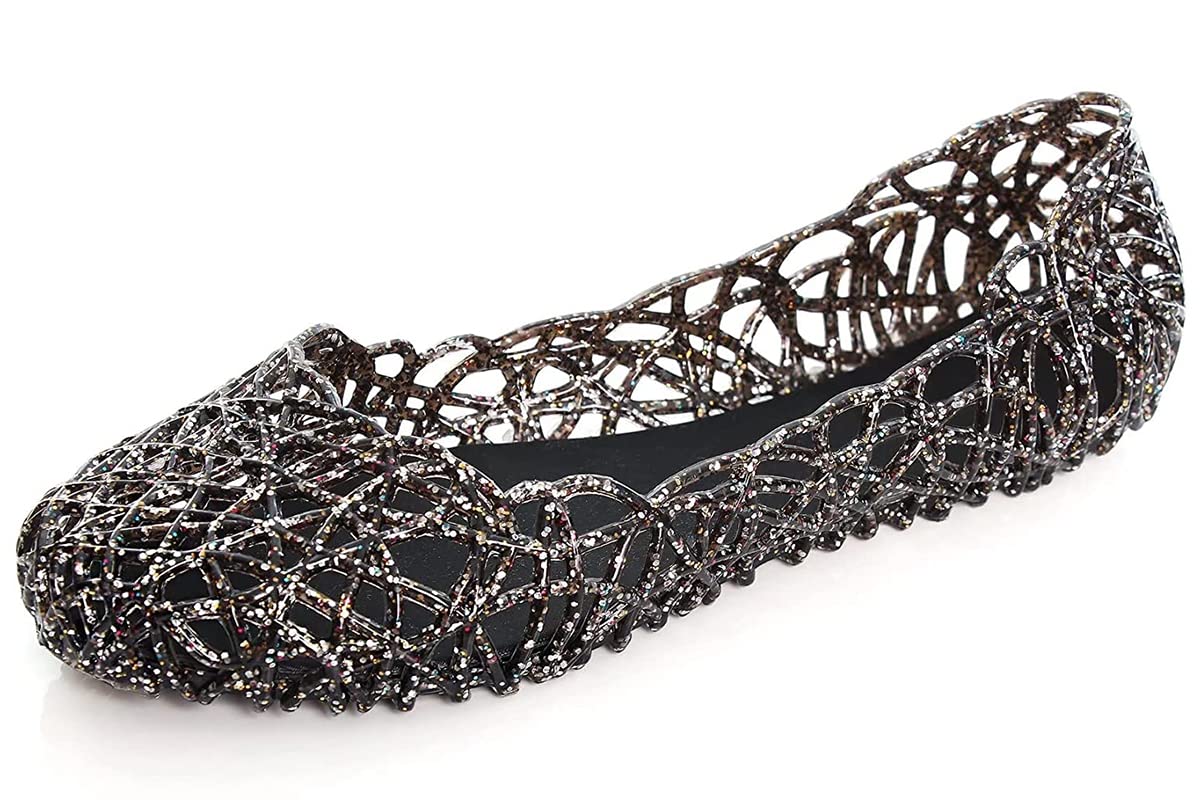 Women's Crystal Jelly Sandals - Breathable Slip-On Ballet Flats with Soft Sole for Summer Walking | Perfect for Beach, Poolside & Casual Outings