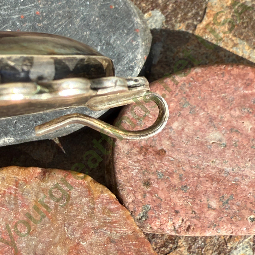 Authentic Vintage Navajo Large Agate Pendant - Handcrafted Sterling Silver Jewelry with Signature - Perfect for Boho Fashion, Southwest Style & Gift Giving