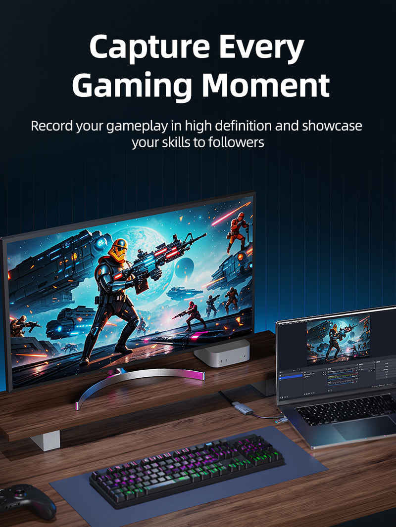 HDMI to USB/USB C Video Capture Card 1080P for Nintendo Switch, PS4, Xbox - Live Streaming & Game Recording Device for Twitch, YouTube - Perfect for Gamers & Content Creators