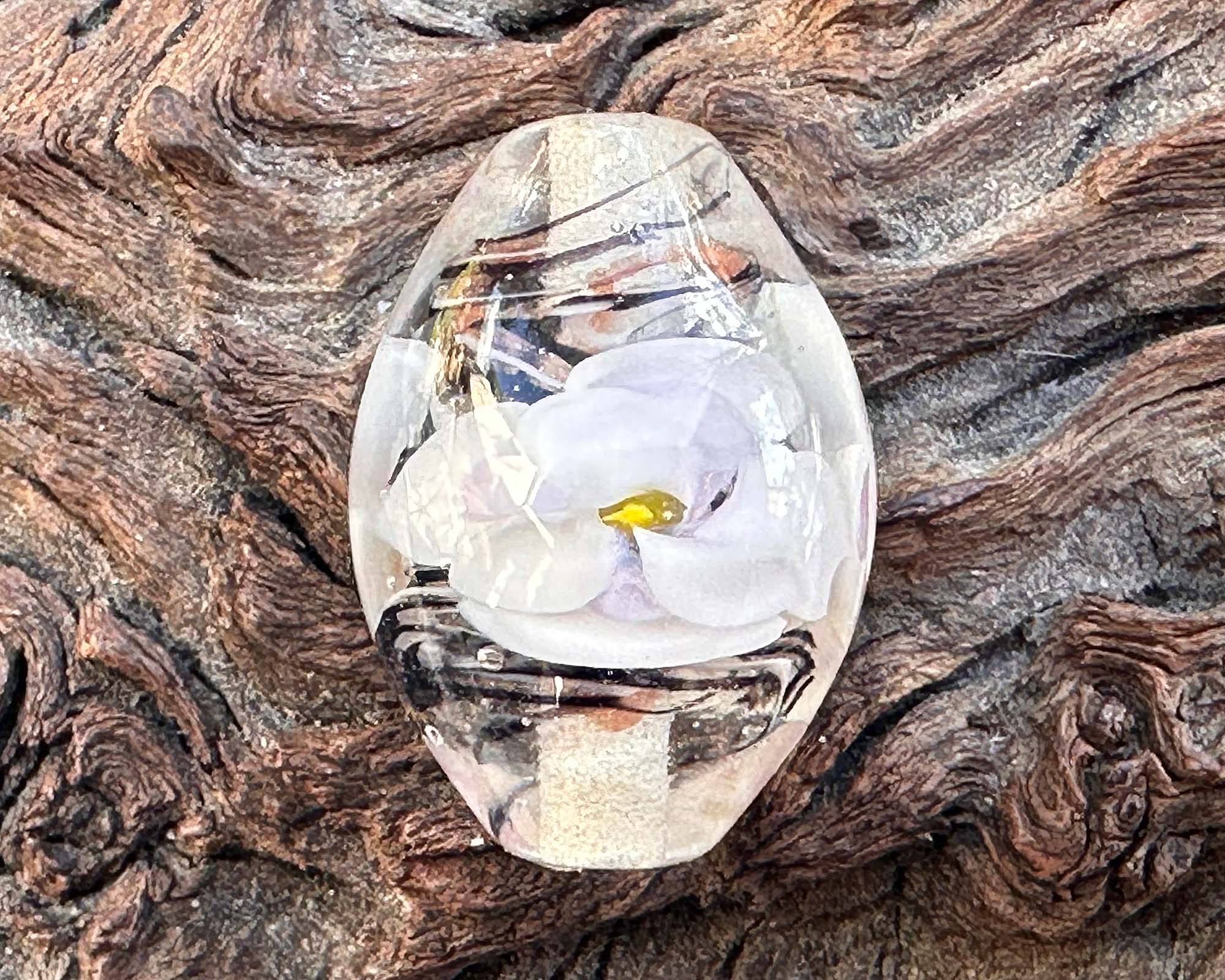 White Floral Shimmer Lampwork Focal Bead SRA - Handmade Glass Bead for Jewelry Making, DIY Crafts & Beading Projects - Perfect for Necklaces, Bracelets & Earrings