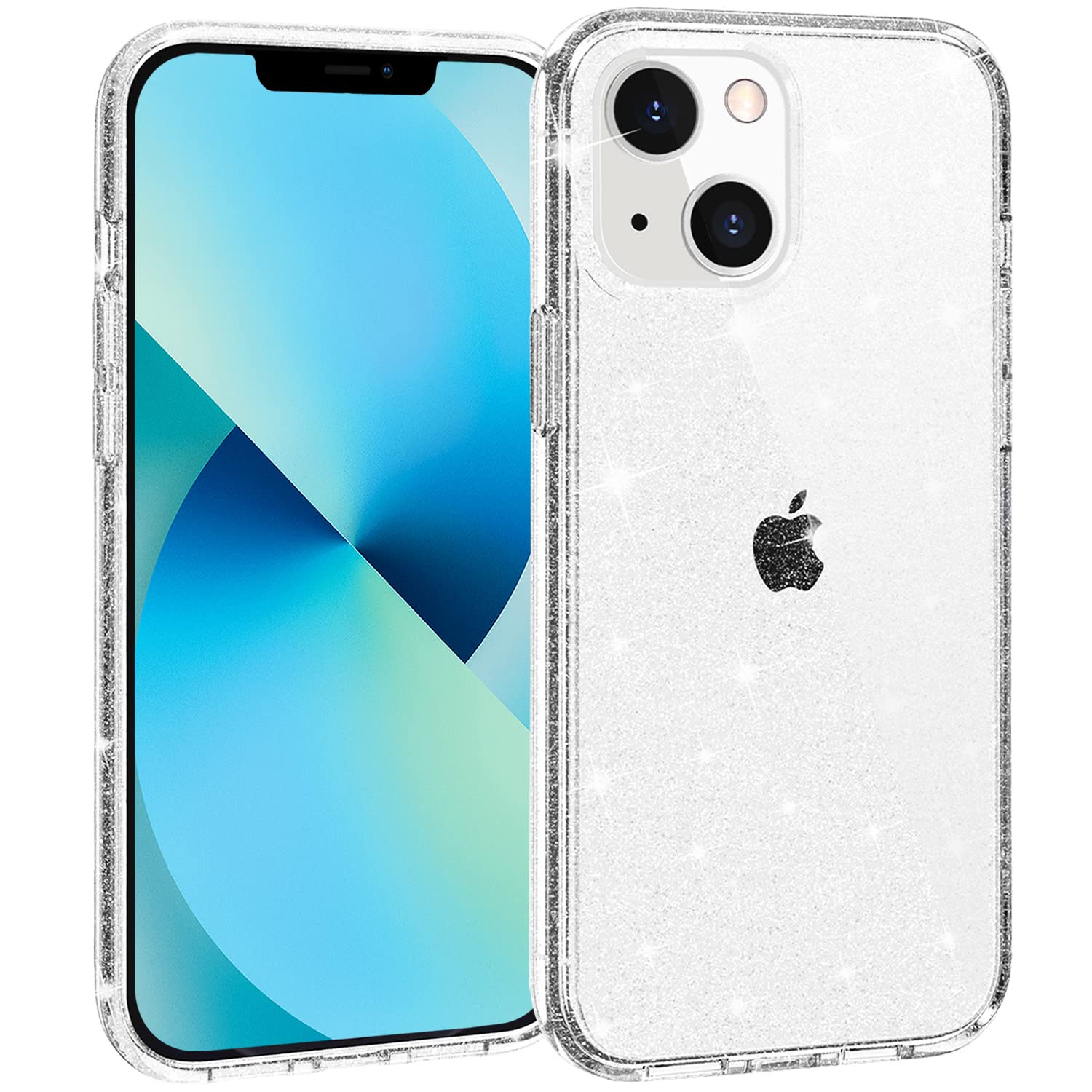 Sparkling Glitter Phone Case for iPhone 13 & 14 - Clear Protective Bumper with Cute Design for Women & Girls | Perfect for Everyday Use, Parties & Gifting