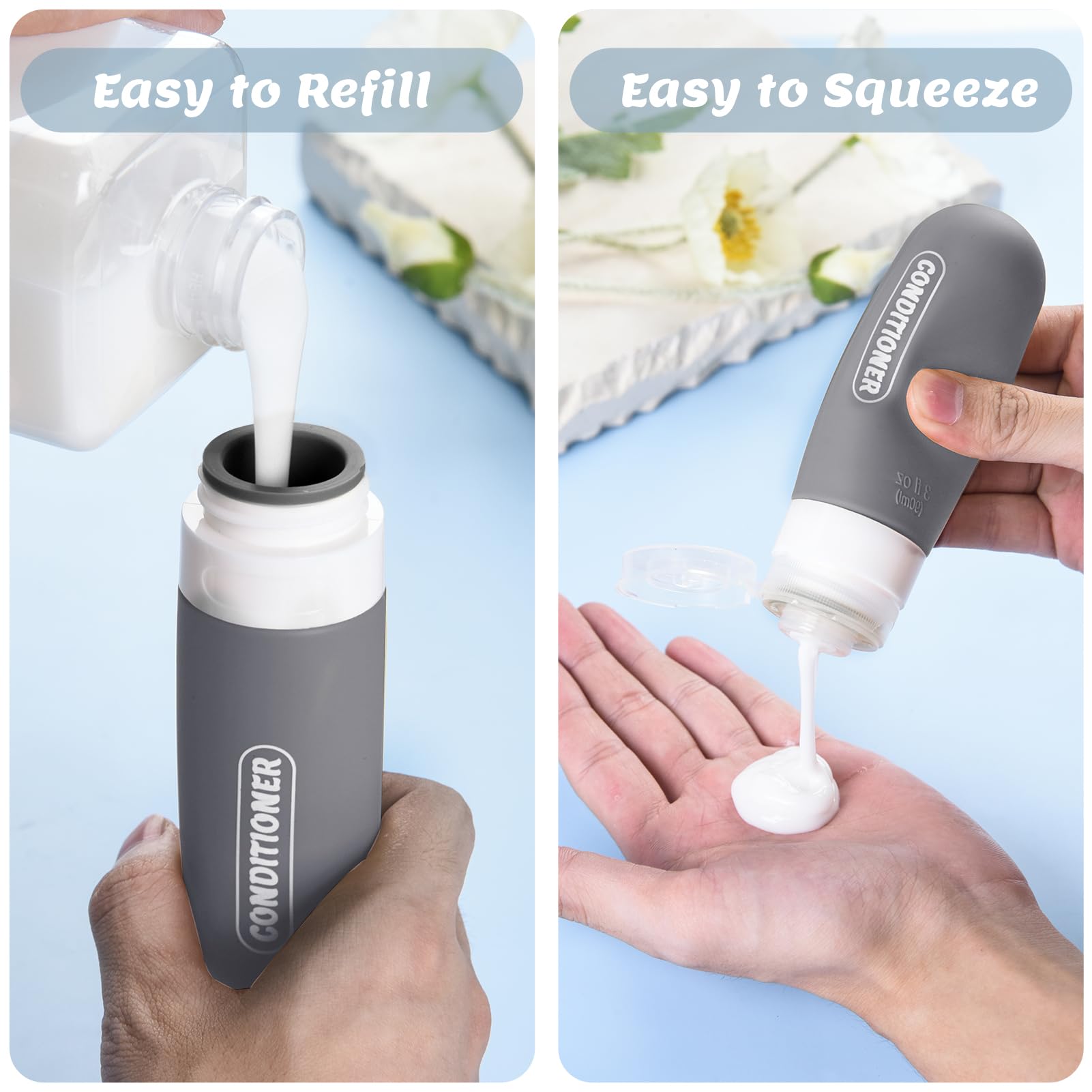 20 Pack TSA Approved Travel Bottles Set - Leak Proof Refillable Toiletries Containers for Shampoo, Conditioner & Cosmetics | Perfect for Air Travel, Gym & Vacation Essentials (Dark Color)