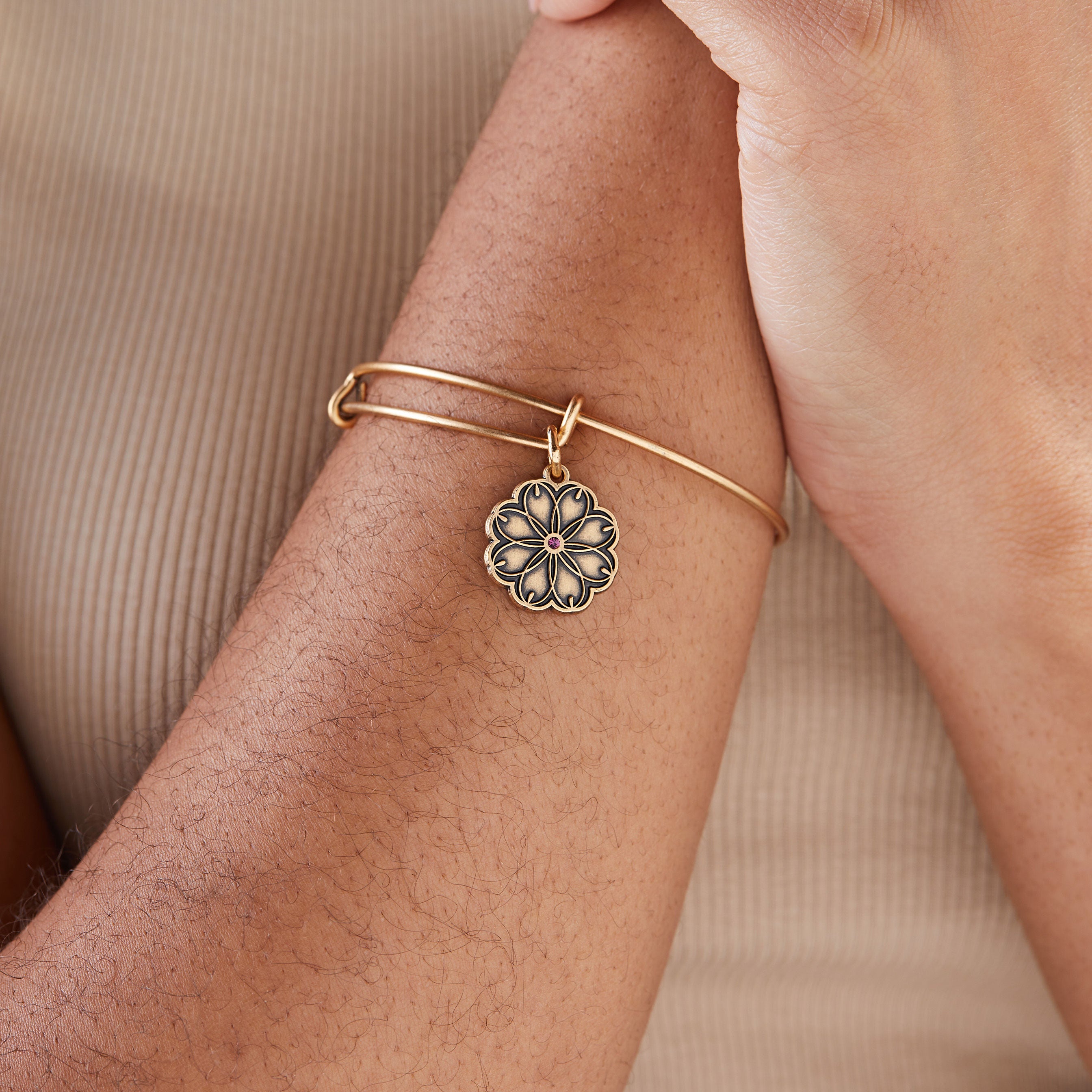 Healing Love Flower Charm Bangle - Elegant Floral Bracelet for Women | Perfect for Valentine's Day, Anniversary & Romantic Gifts