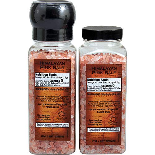 Kirkland Signature Himalayan Pink Salt with Grinder - 2 Pack (13 oz) | Pure Natural Gourmet Salt for Cooking, Seasoning & Grilling | Perfect for Kitchen, BBQ & Healthy Meals
