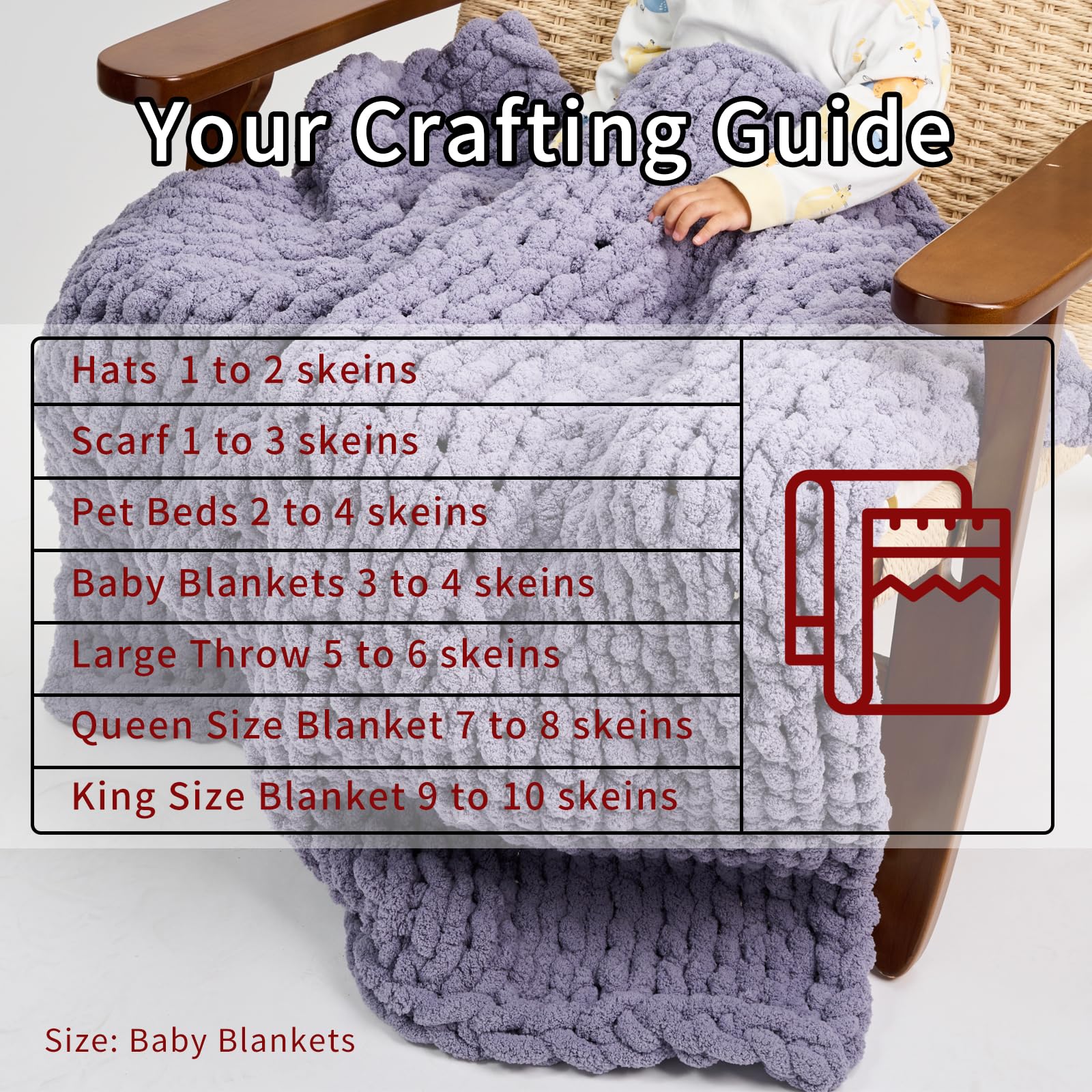 Soft Chunky Chenille Yarn for Arm Knitting - Super Bulky DIY Blanket Yarn (Beige) | Perfect for Handmade Throws, Scarves, and Home Decor Projects