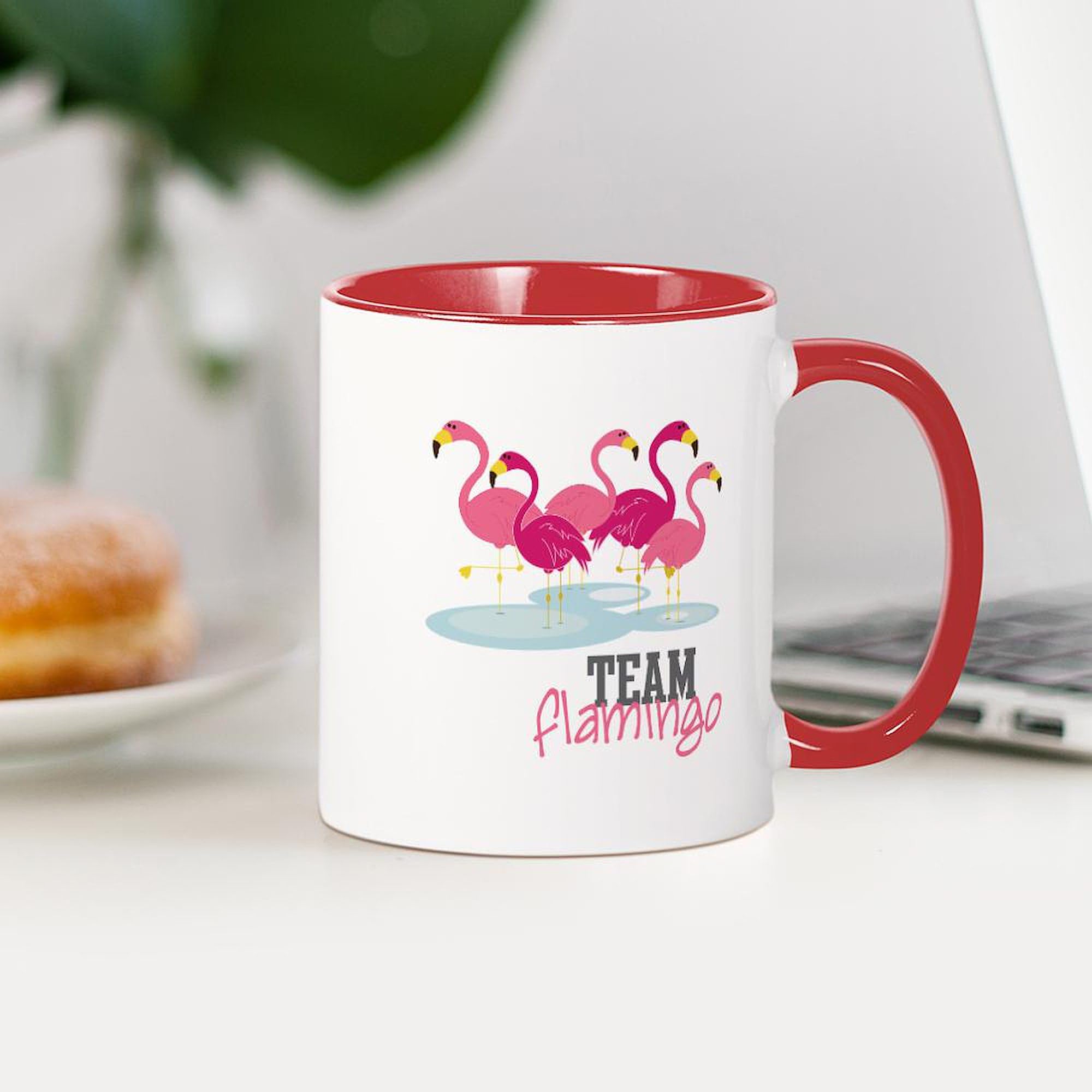 Team Flamingo Ceramic Coffee Mug 11 oz (325 ml) - Insulated Handle for Hot & Cold Drinks - Perfect for Office, Home, or Gift Giving