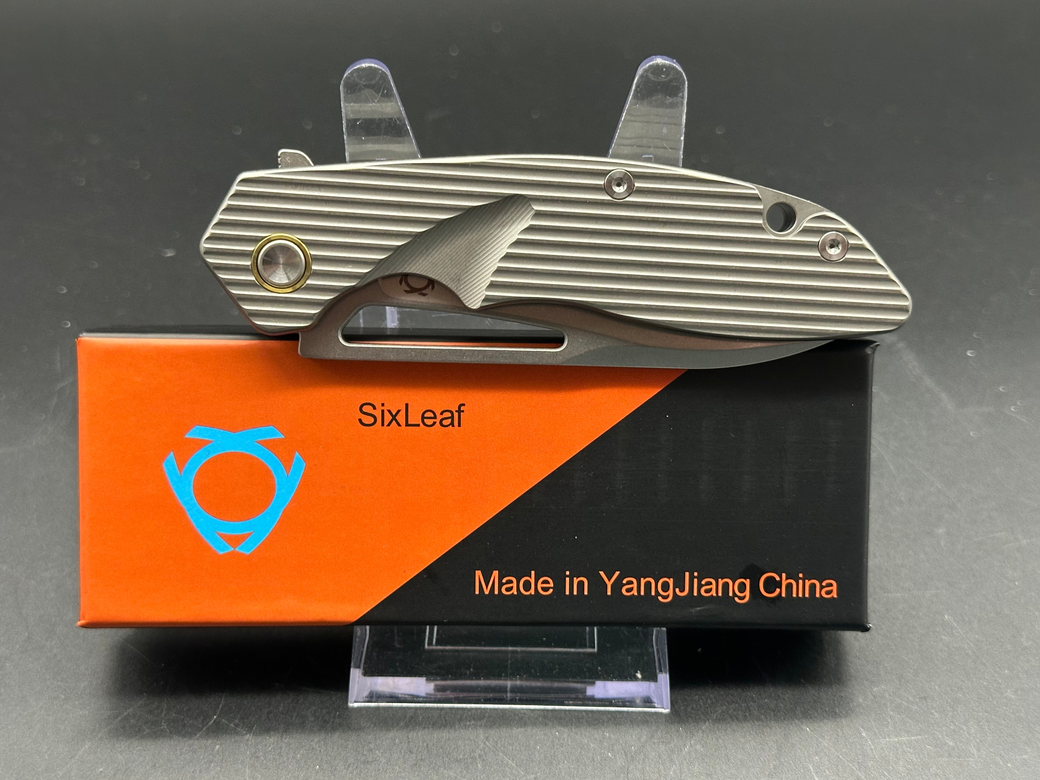 SIXLEAF SL 29B Rattlesnake Design Titanium Pocket Knife - CPM 20CV Blade Steel, Milled Titanium Handle - Perfect for Camping, Hiking & Everyday Carry (EDC)
