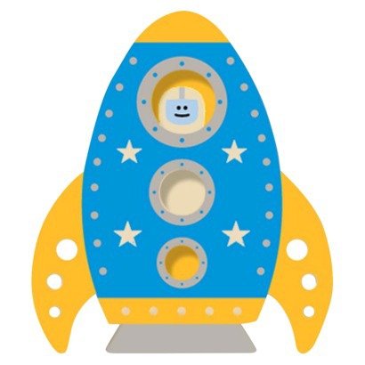 Blue Rocket Wooden Wall Decor - Handcrafted Space-Themed Art for Kids' Bedroom & Nursery