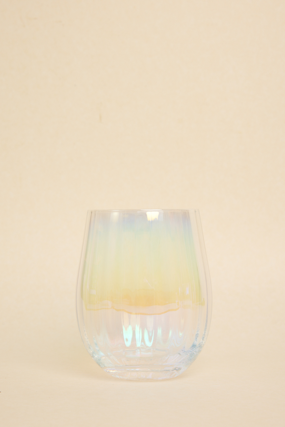 Iridescent Ripple Stemless Wine Glass Set - 16oz Elegant Drinking Glasses for Wine, Cocktails & Juice - Perfect for Parties, Weddings & Home Decor