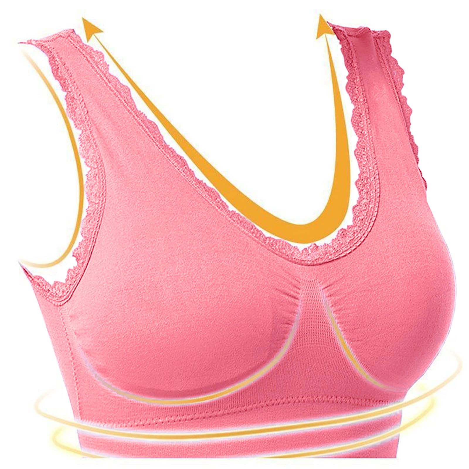 Women's High Support Seamless Bralette - Lace Push Up Bra Without Underwire - Ultra Thin Cotton T-Shirt Bra for Everyday Comfort & Support - Perfect for Workouts, Yoga & Daily Wear