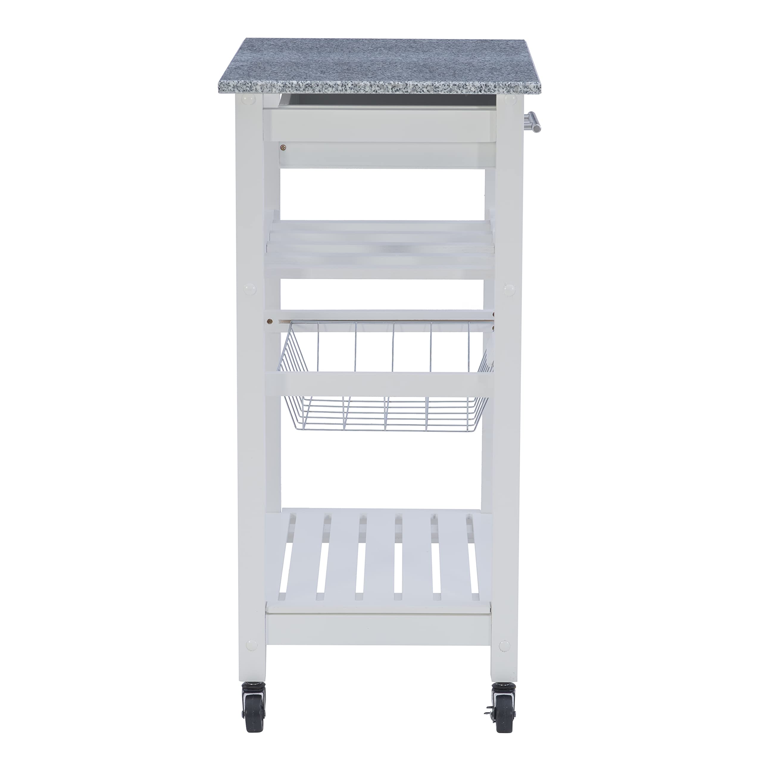 Linon White Kitchen Island Cart with Storage Shelf - 22.88 x 15.75 x 33.88 Inches - Mobile Workstation for Small Kitchens, Breakfast Bars & Food Prep Areas