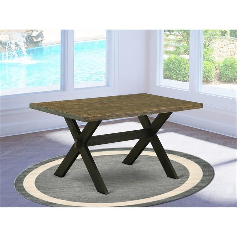 East West Furniture XT676 X-Style Solid Wood Dining Table - 36x60 Inch Rectangle Table with Stylish Legs, Multi-Color - Perfect for Modern Dining Rooms, Kitchens, and Open Concept Living Spaces