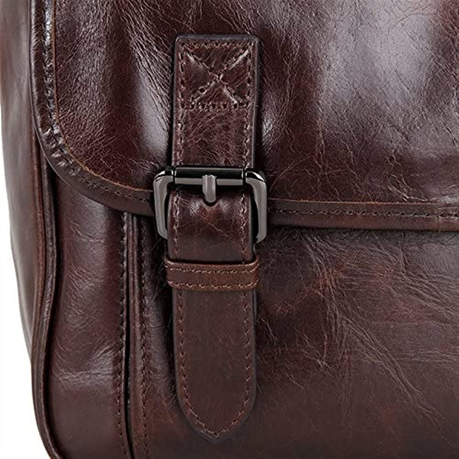 Premium Handmade Genuine Leather Full Flap Messenger Bag - Laptop Satchel with Padded Protection (Brown, 35.5x10x30.5cm) - Perfect for Business, Travel & College Commute