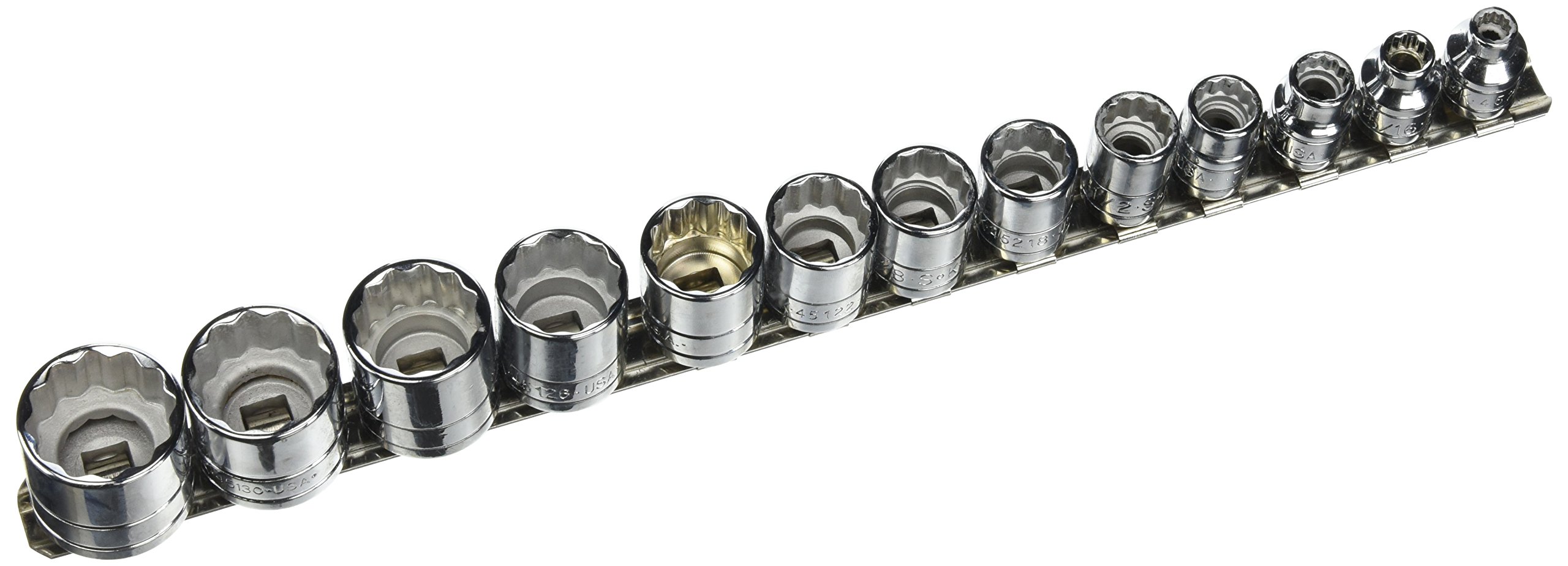 SK Hand Tools 4653 13-Piece 3/8-Inch Drive 12-Point Standard Fractional Socket Set - Professional Automotive & DIY Repair Tool Kit for Cars, Trucks and Machinery Maintenance