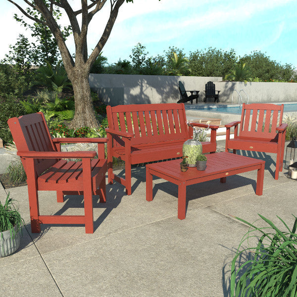 Lehigh 5-Piece Outdoor Garden Conversation Set - Patio Furniture with Cushions for Backyard, Deck, or Poolside Relaxation