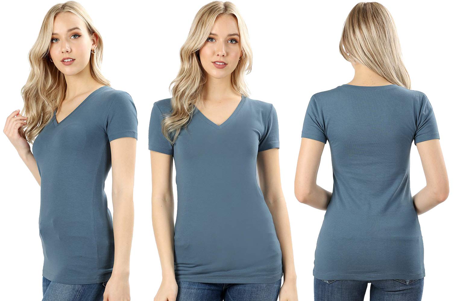 3 Pack/4 Pack/6 Pack Women's V-Neck Short Sleeve T-Shirts - Soft Cotton Casual Tees for Everyday Wear, Work & Summer Outfits