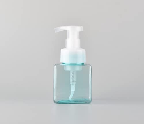 Square Empty Foam Pump Dispenser Bottle - 8.5oz/250ml Transparent Blue for Bathroom, Kitchen, Salon | Hand Soap, Lotion & Shampoo Refillable Container
