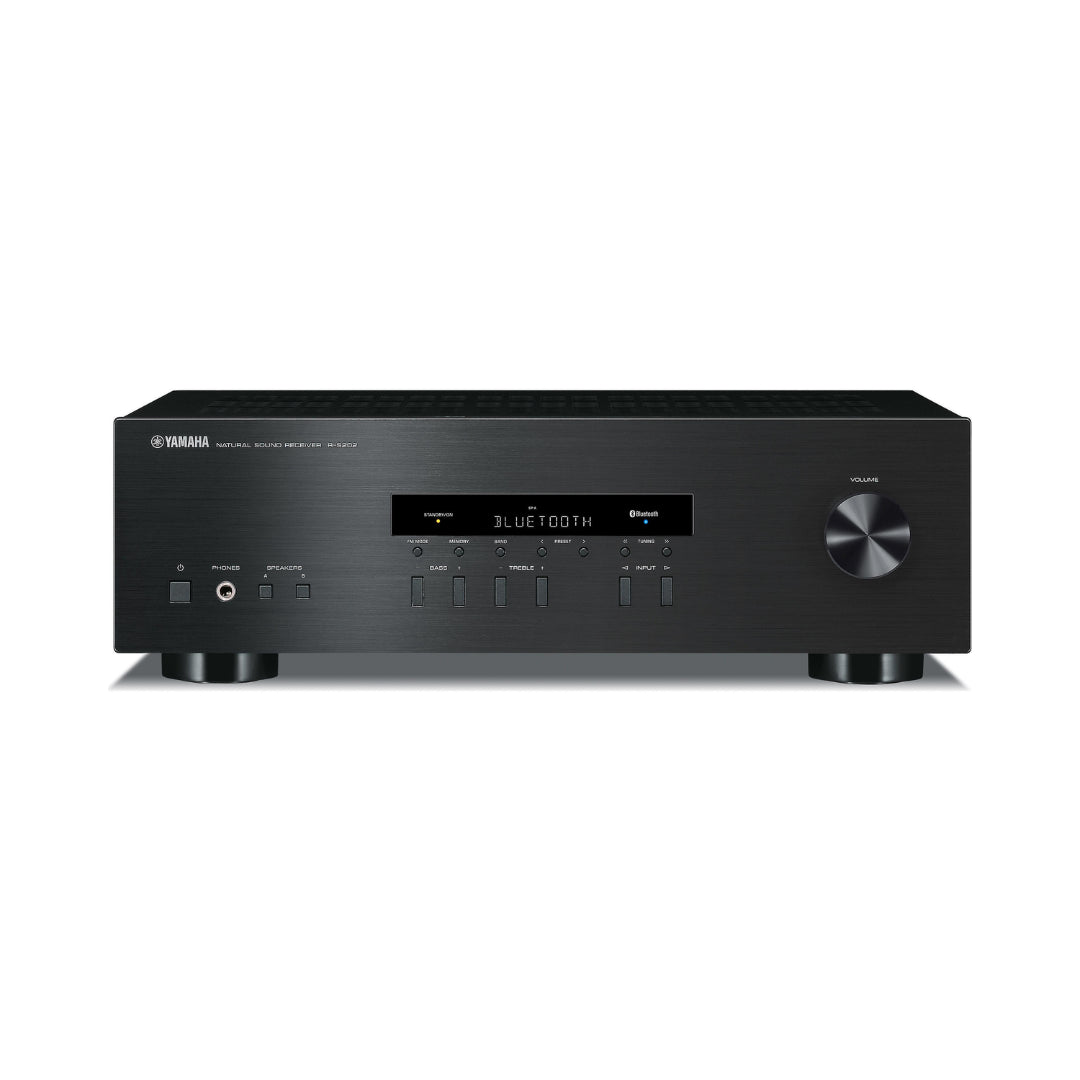 Yamaha R-S202 Stereo Receiver - 2-Channel Hi-Fi Audio Amplifier with Bluetooth, FM/AM Tuner & Remote - Perfect for Home Theater, Music Streaming & Vinyl Record Players