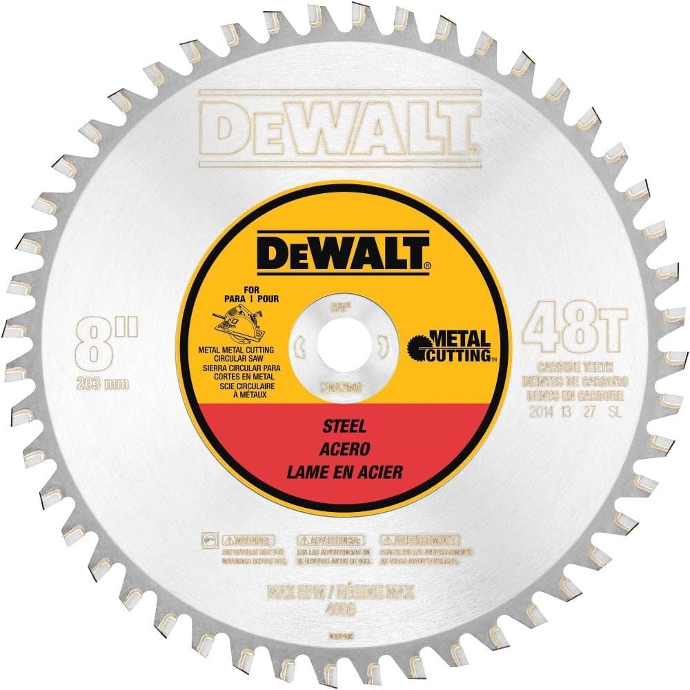 DEWALT DWA7840 40-Teeth Ferrous Metal Cutting Circular Saw Blade - 5/8-Inch Arbor, 8-Inch Diameter - Ideal for Cutting Steel, Iron, and Metal Pipes in Construction and Fabrication Projects