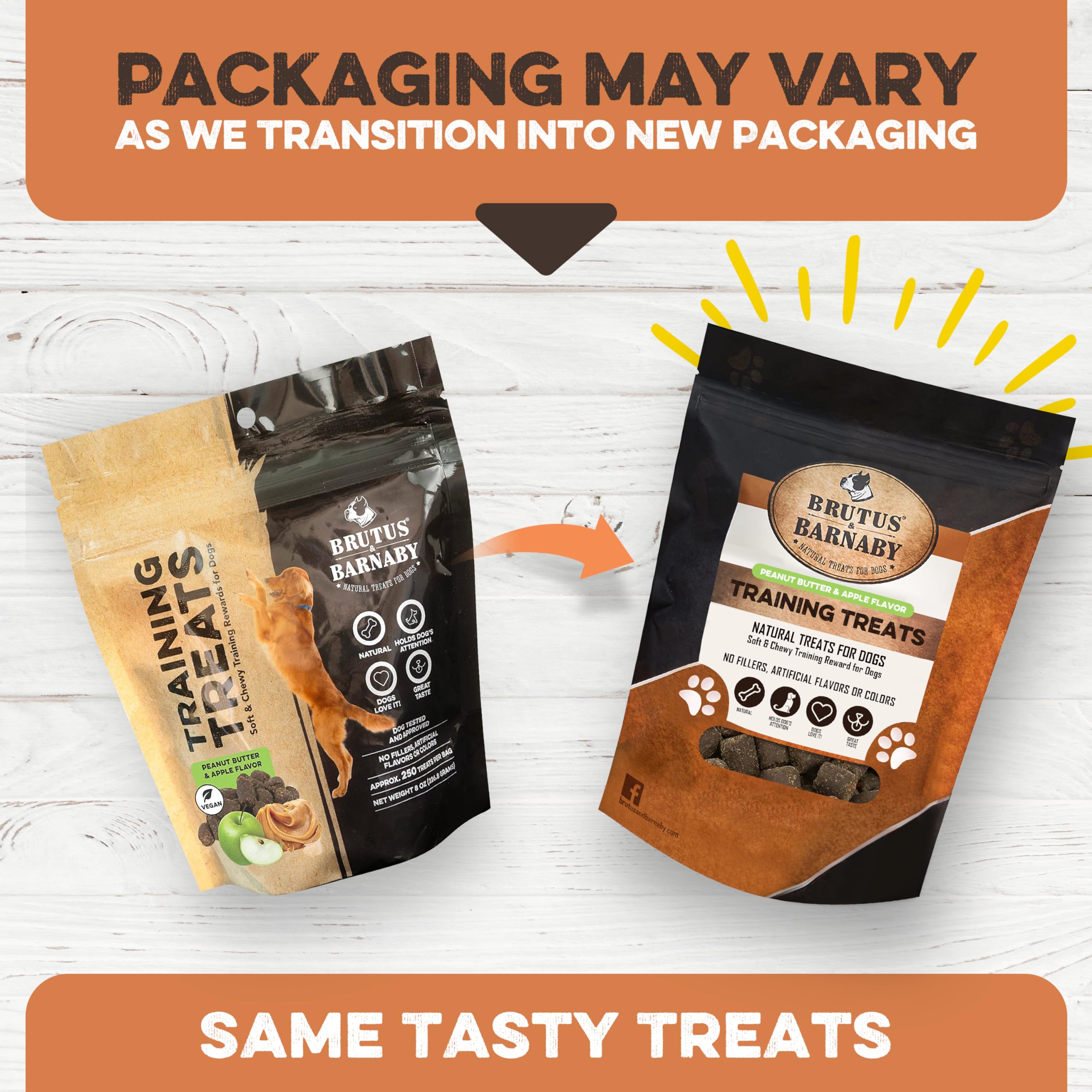 BRUTUS & BARNABY All-Natural Peanut Butter & Apple Vegan Dog Training Treats - Low Calorie Healthy Snacks for Puppy & Dog Rewards - Perfect for Obedience Training, Behavior Reinforcement and Positive Reward System