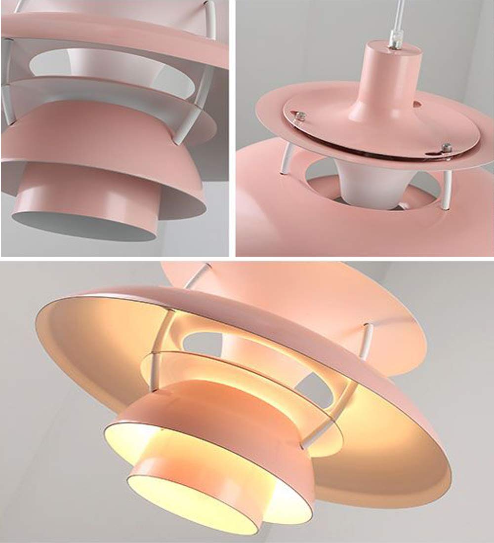 Modern Minimalist Dimmable UFO Ceiling Light - Pink Plug-in Pendant Chandelier for Dining Room, Living Room, Kitchen & Restaurant | Energy Efficient LED Lighting for Home & Commercial Spaces